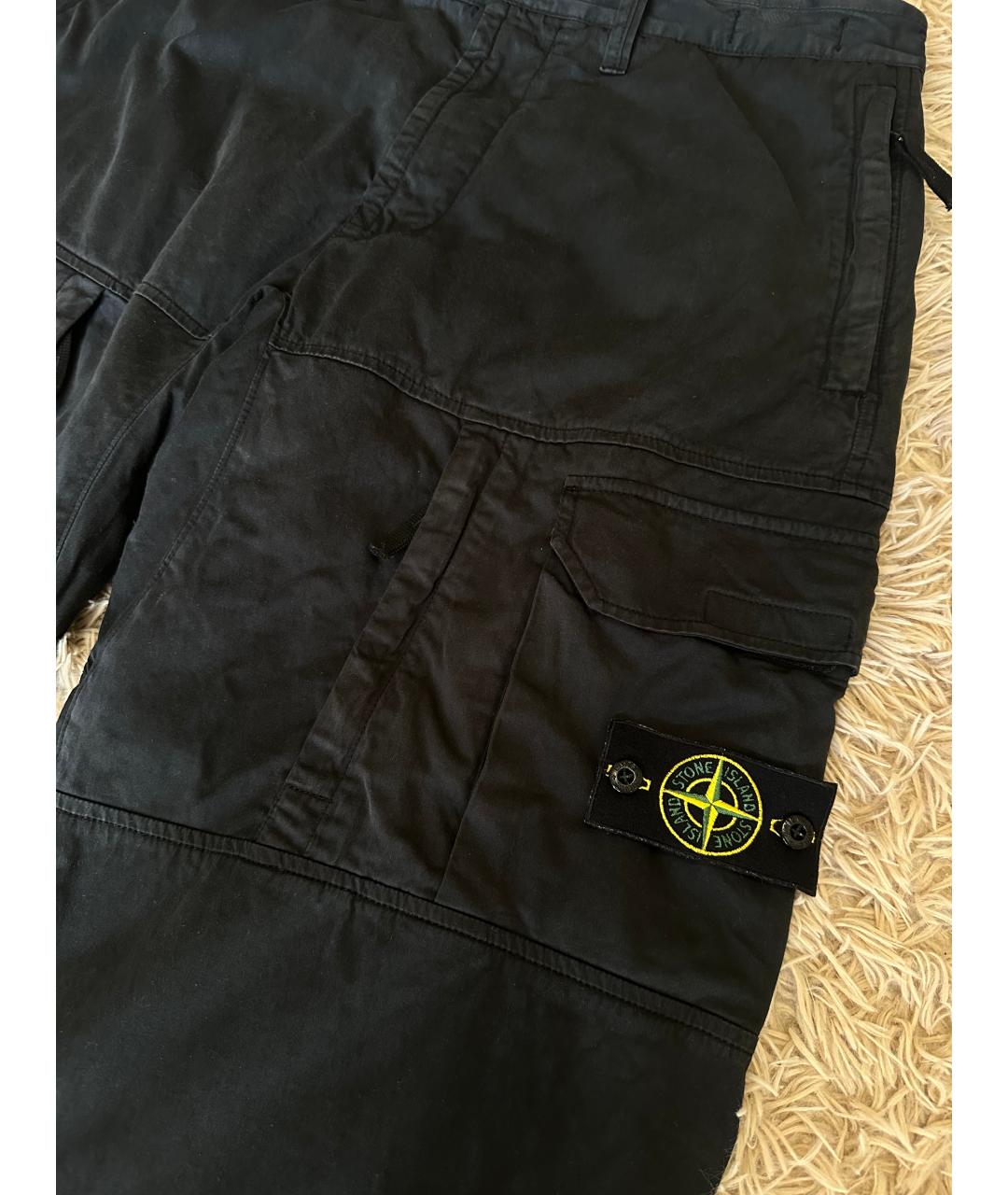 STONE ISLAND Черные хлопковые повседневные брюки, фото 2