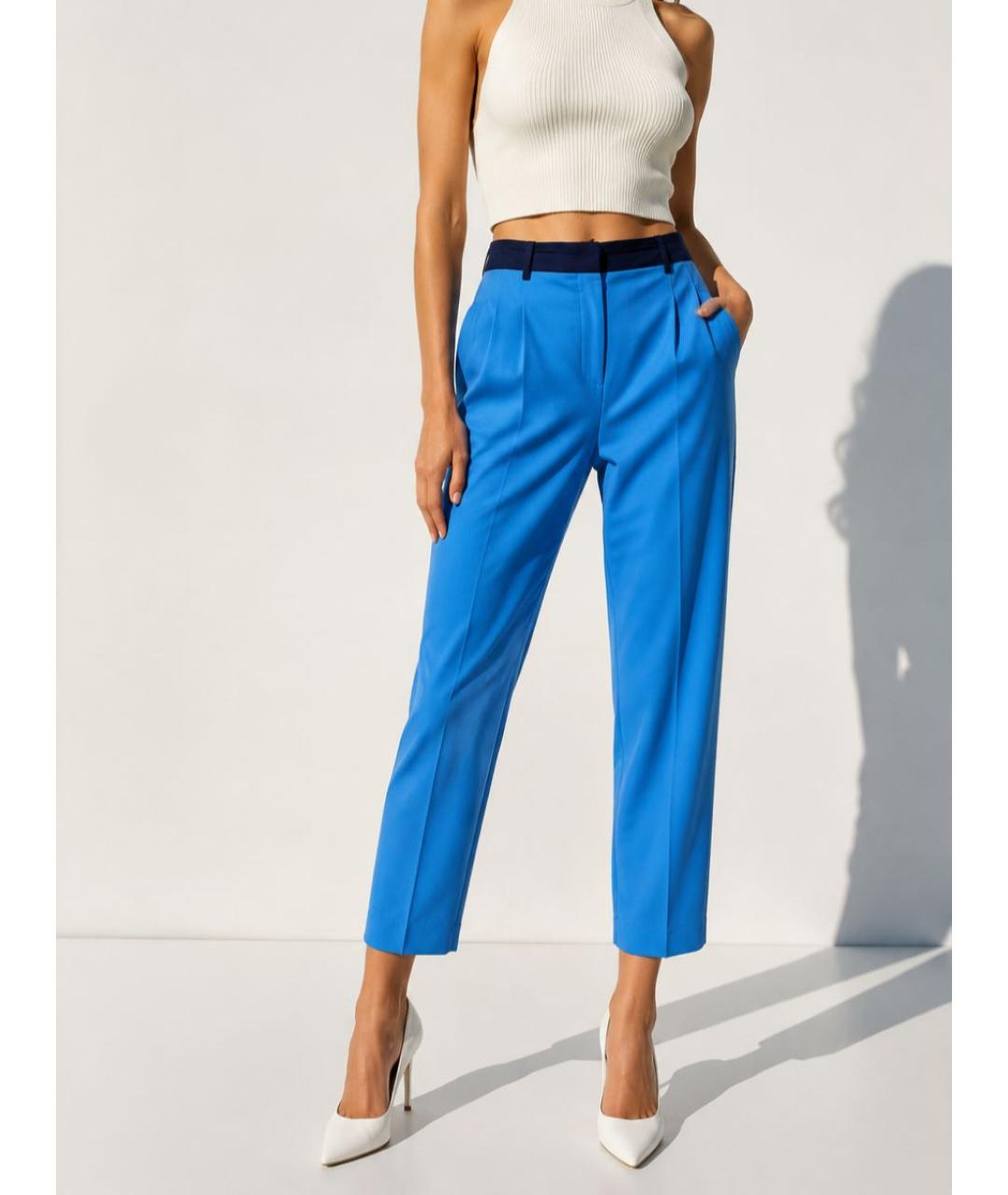 PAUL SMITH Голубые шерстяные прямые брюки, фото 6