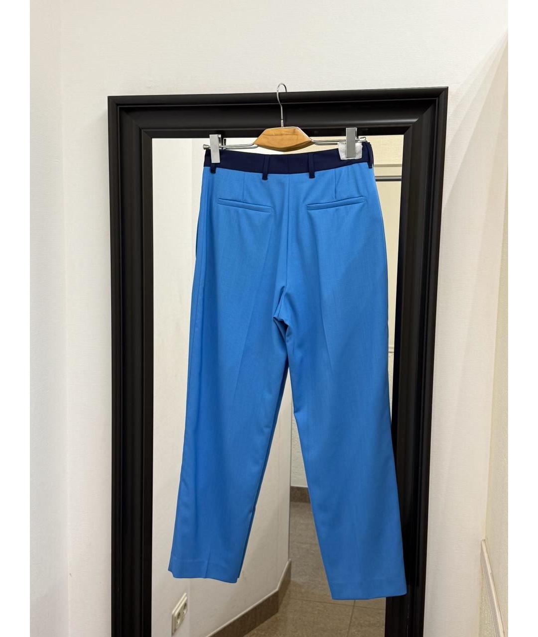 PAUL SMITH Голубые шерстяные прямые брюки, фото 2