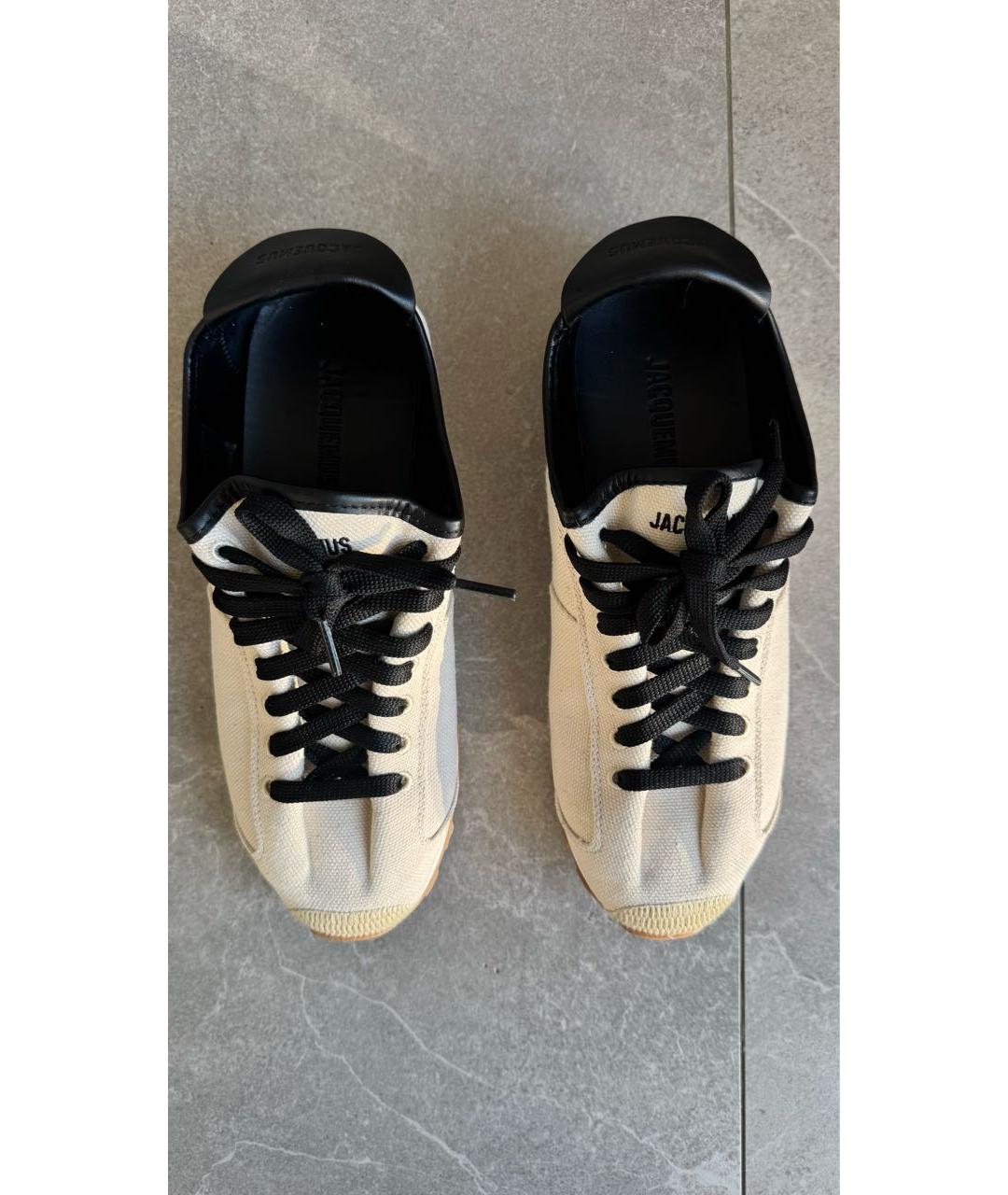 JACQUEMUS Бежевые текстильные кеды, фото 3