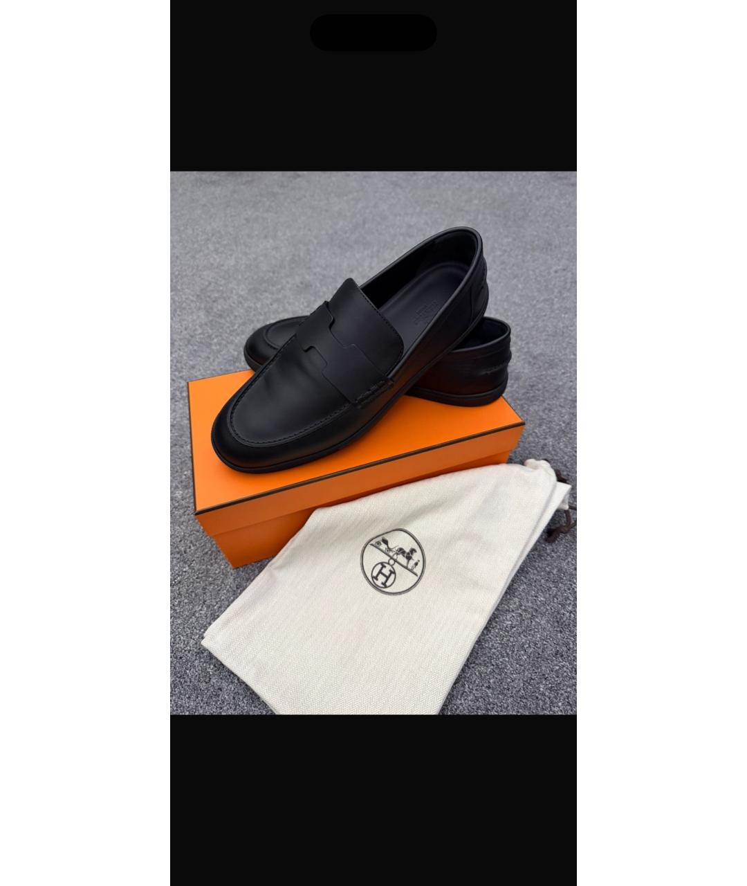 HERMES Черные кожаные лоферы, фото 7