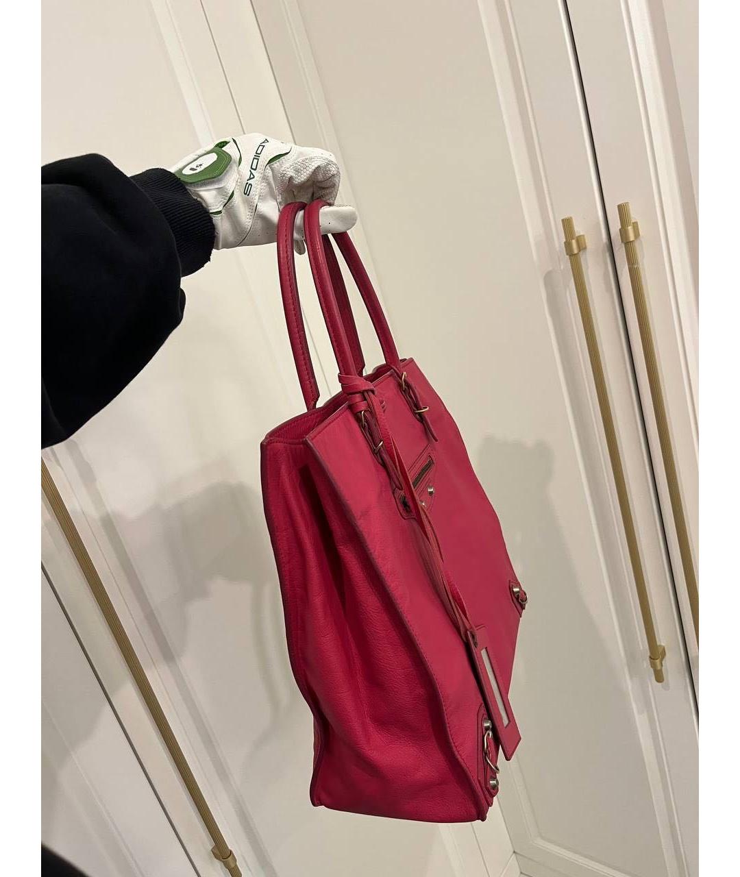 BALENCIAGA Розовая кожаная сумка с короткими ручками, фото 3