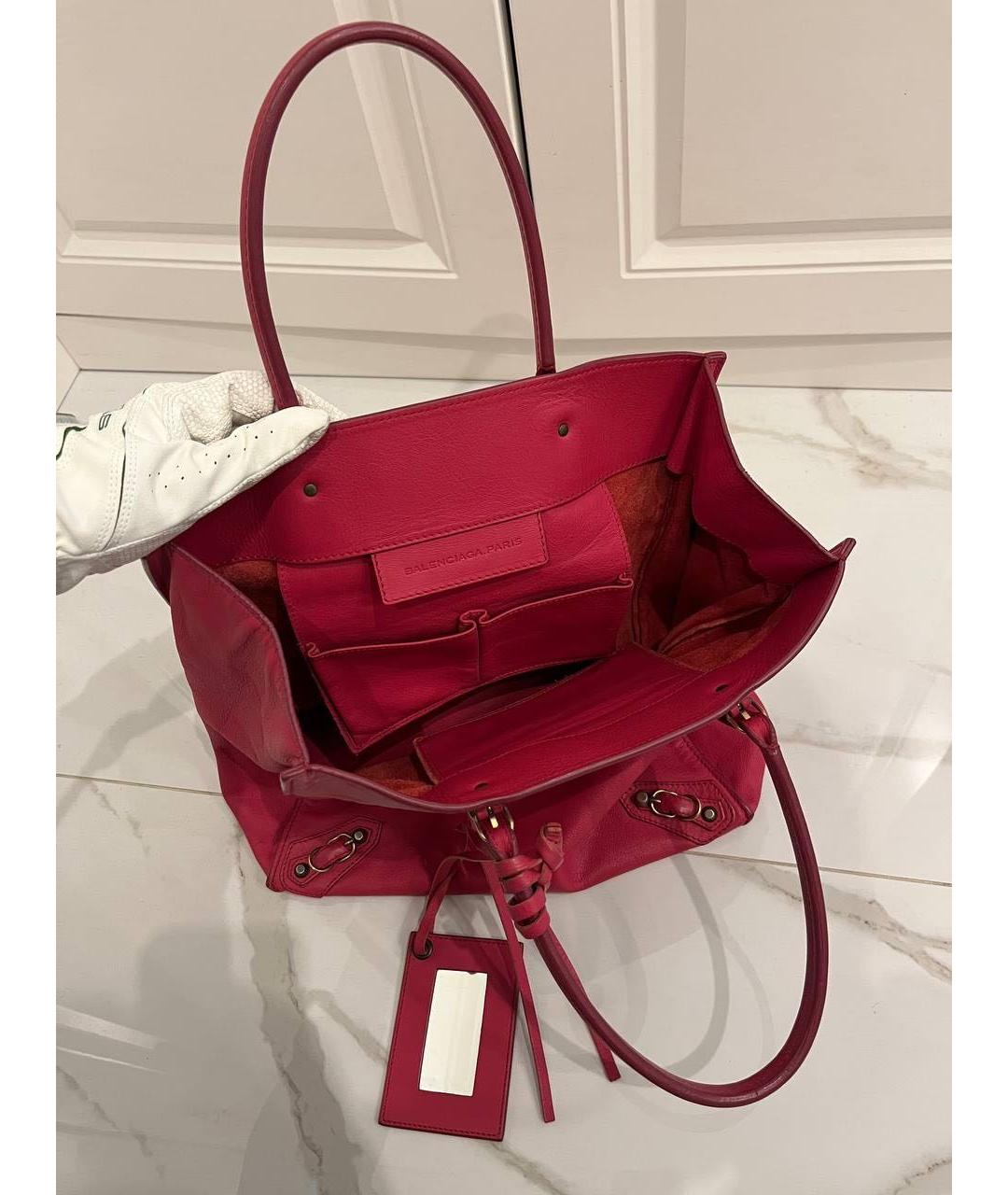 BALENCIAGA Розовая кожаная сумка с короткими ручками, фото 4