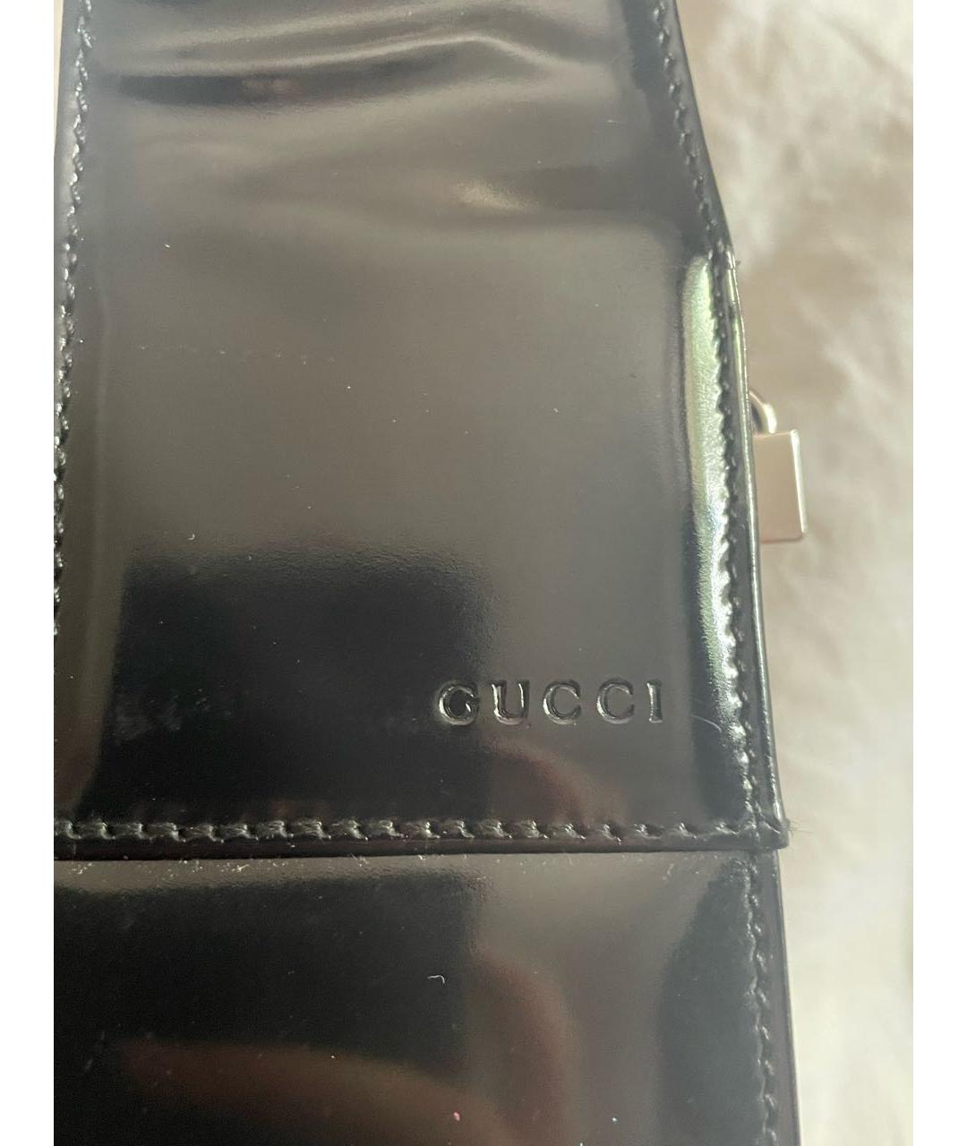 GUCCI Черная сумка с короткими ручками из лакированной кожи, фото 2