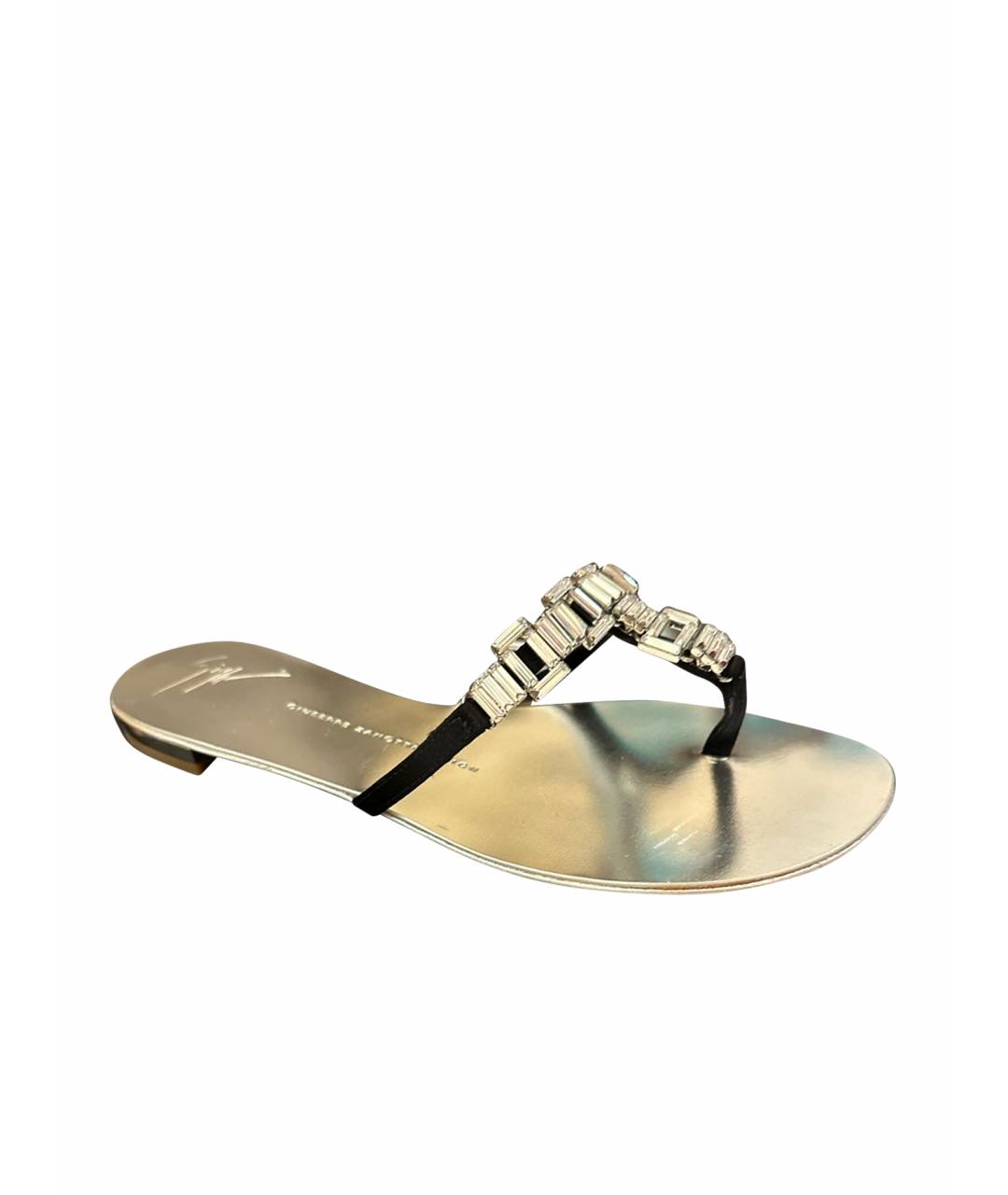 GIUSEPPE ZANOTTI DESIGN Серебряные кожаные босоножки, фото 1