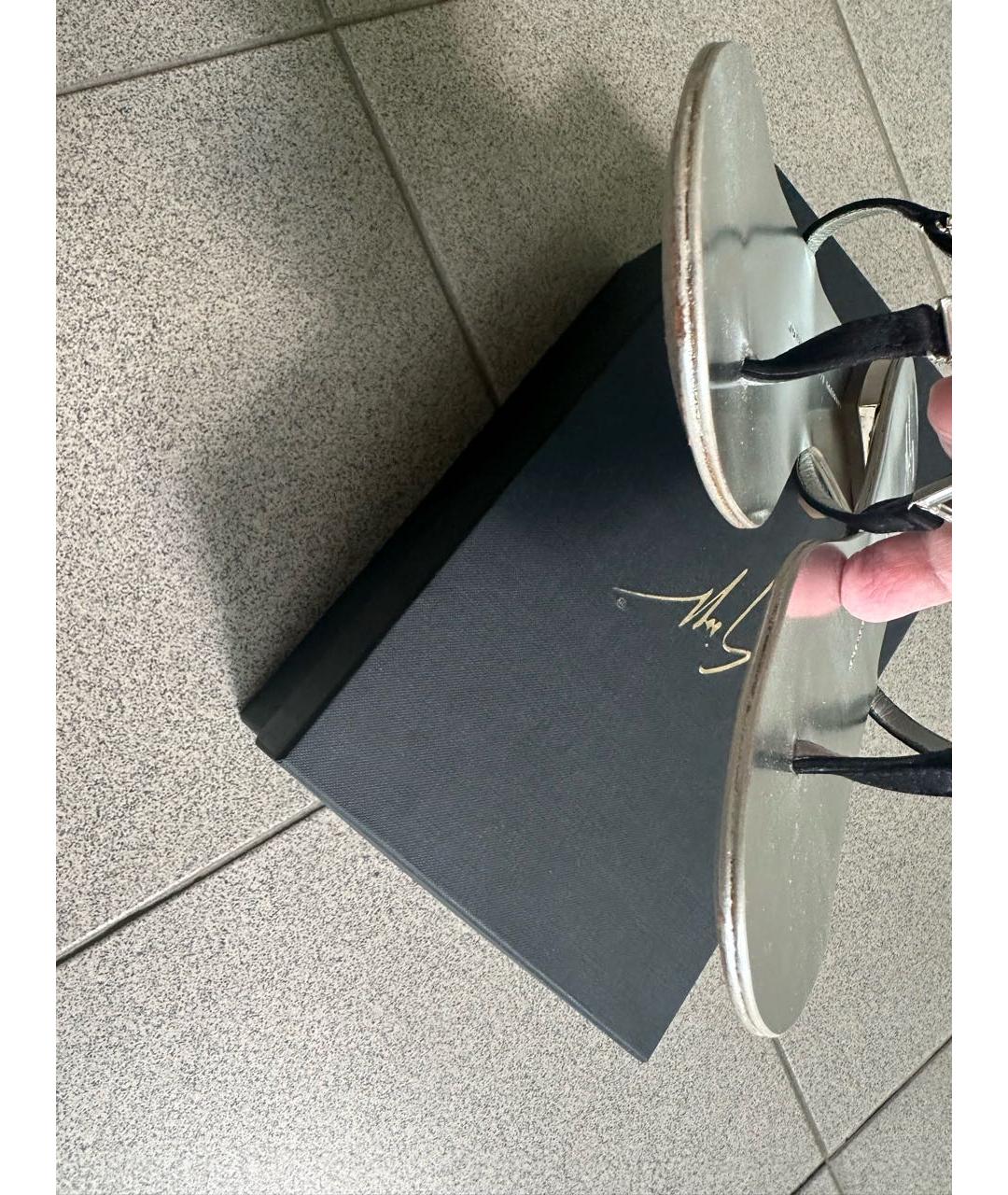 GIUSEPPE ZANOTTI DESIGN Серебряные кожаные босоножки, фото 7