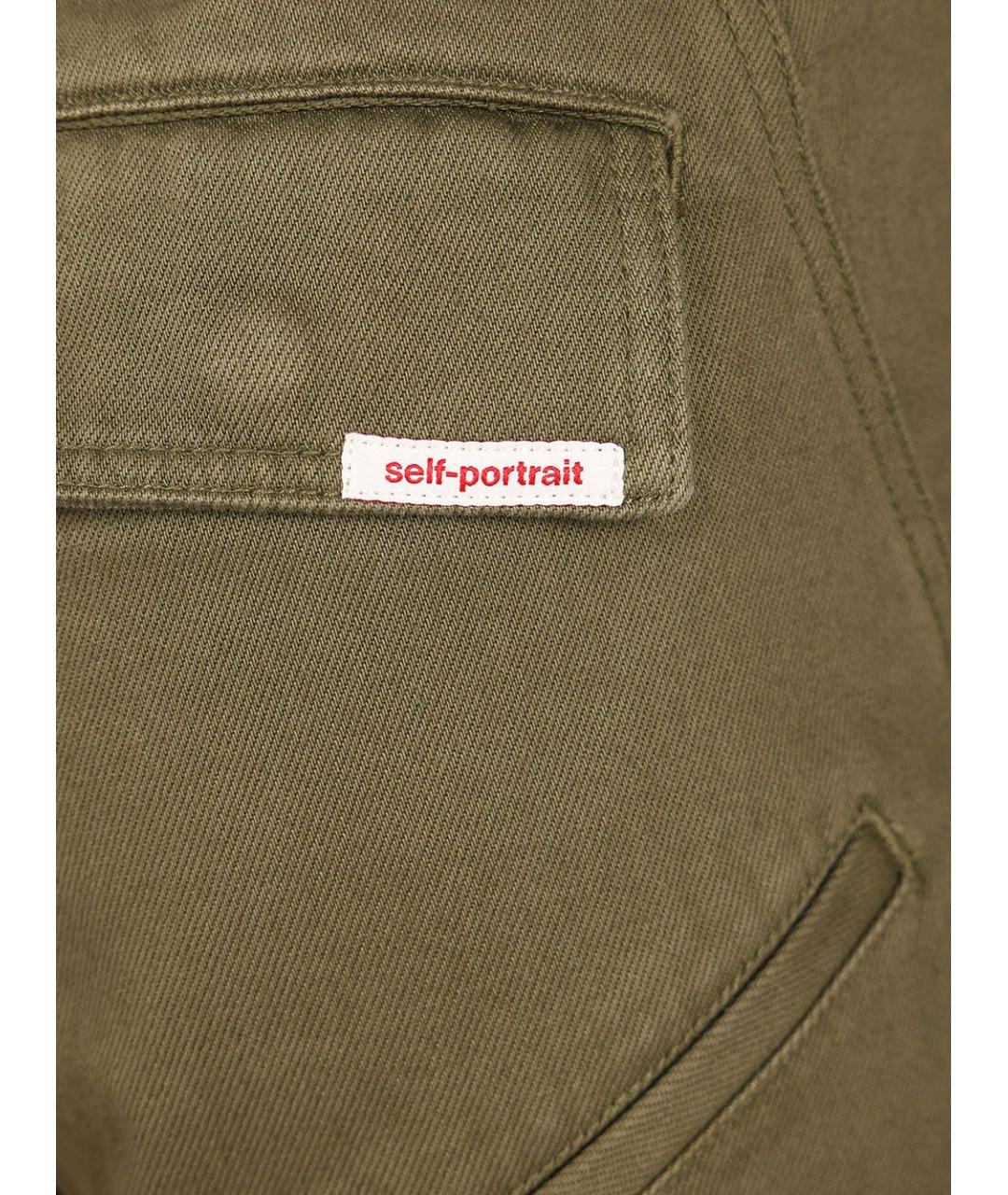 SELF-PORTRAIT Зеленые хлопковые прямые джинсы, фото 5
