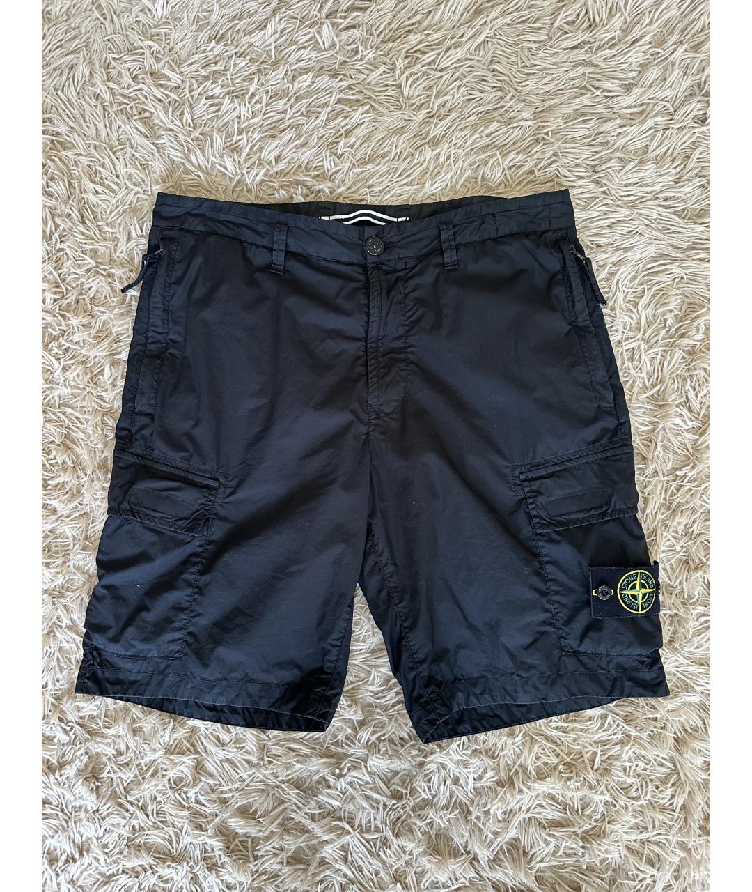 STONE ISLAND Черные хлопковые шорты, фото 7