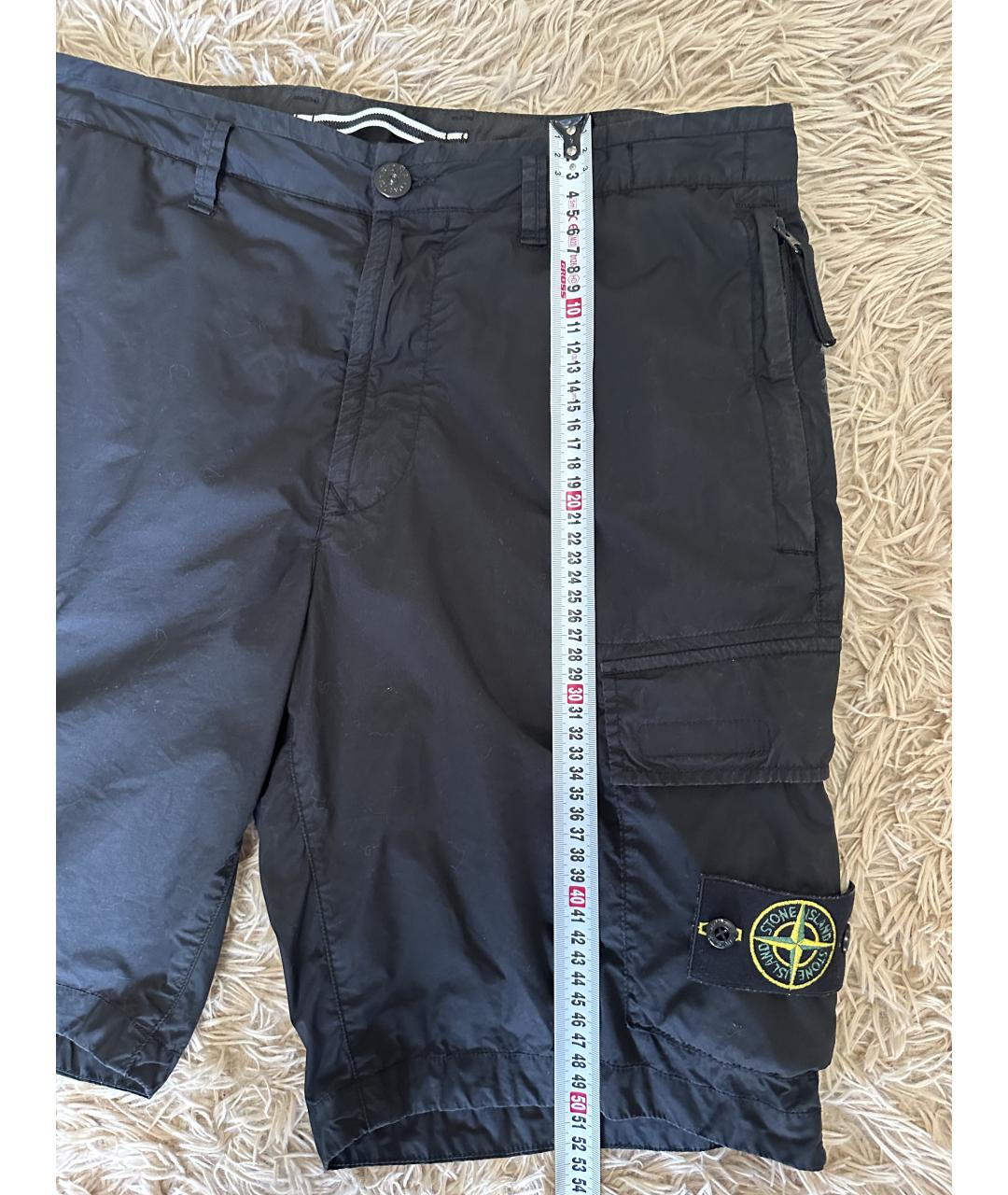 STONE ISLAND Черные хлопковые шорты, фото 4