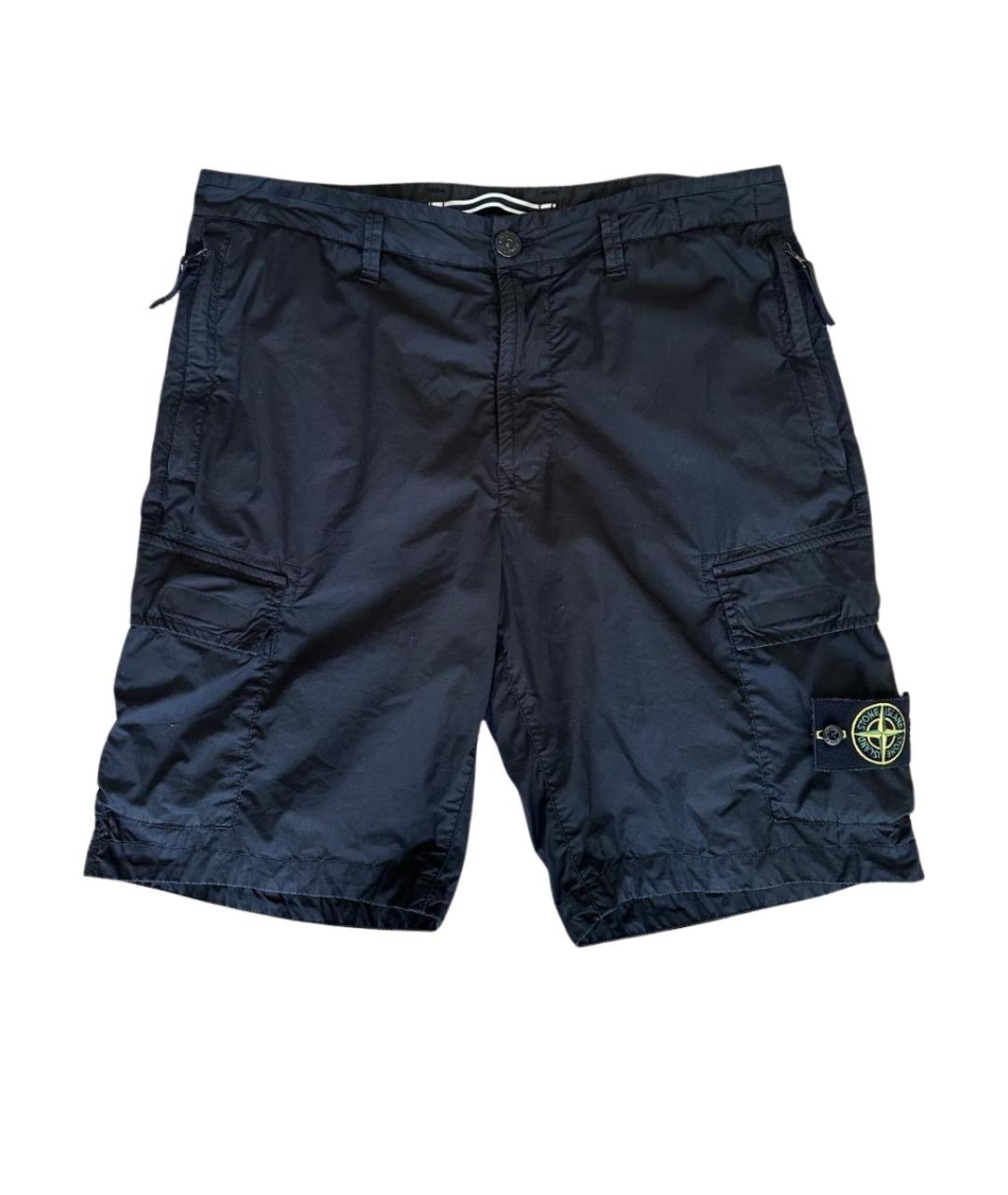 STONE ISLAND Черные хлопковые шорты, фото 1