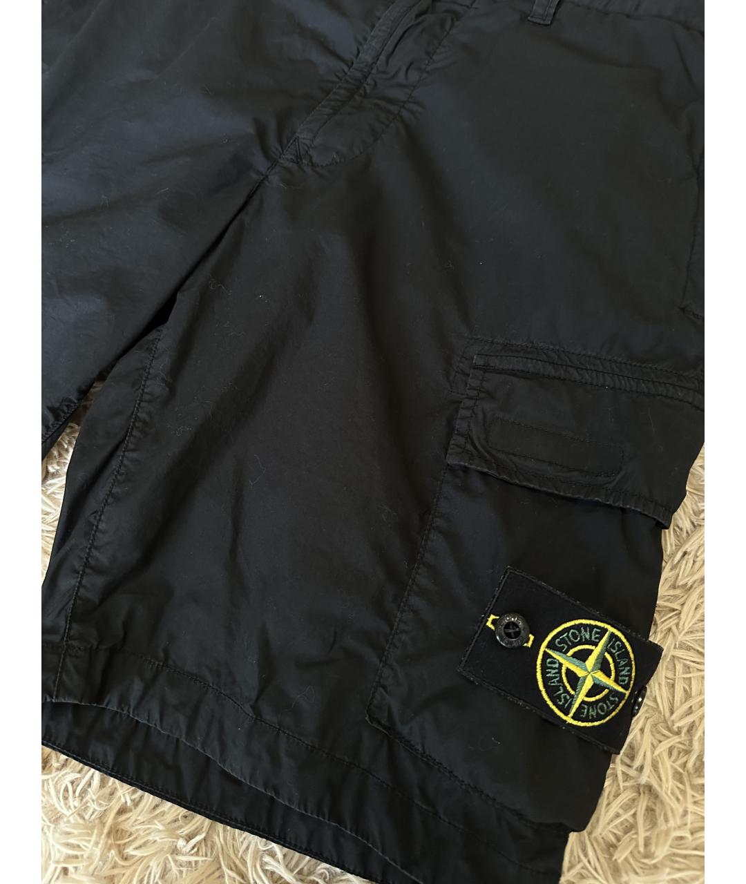 STONE ISLAND Черные хлопковые шорты, фото 3