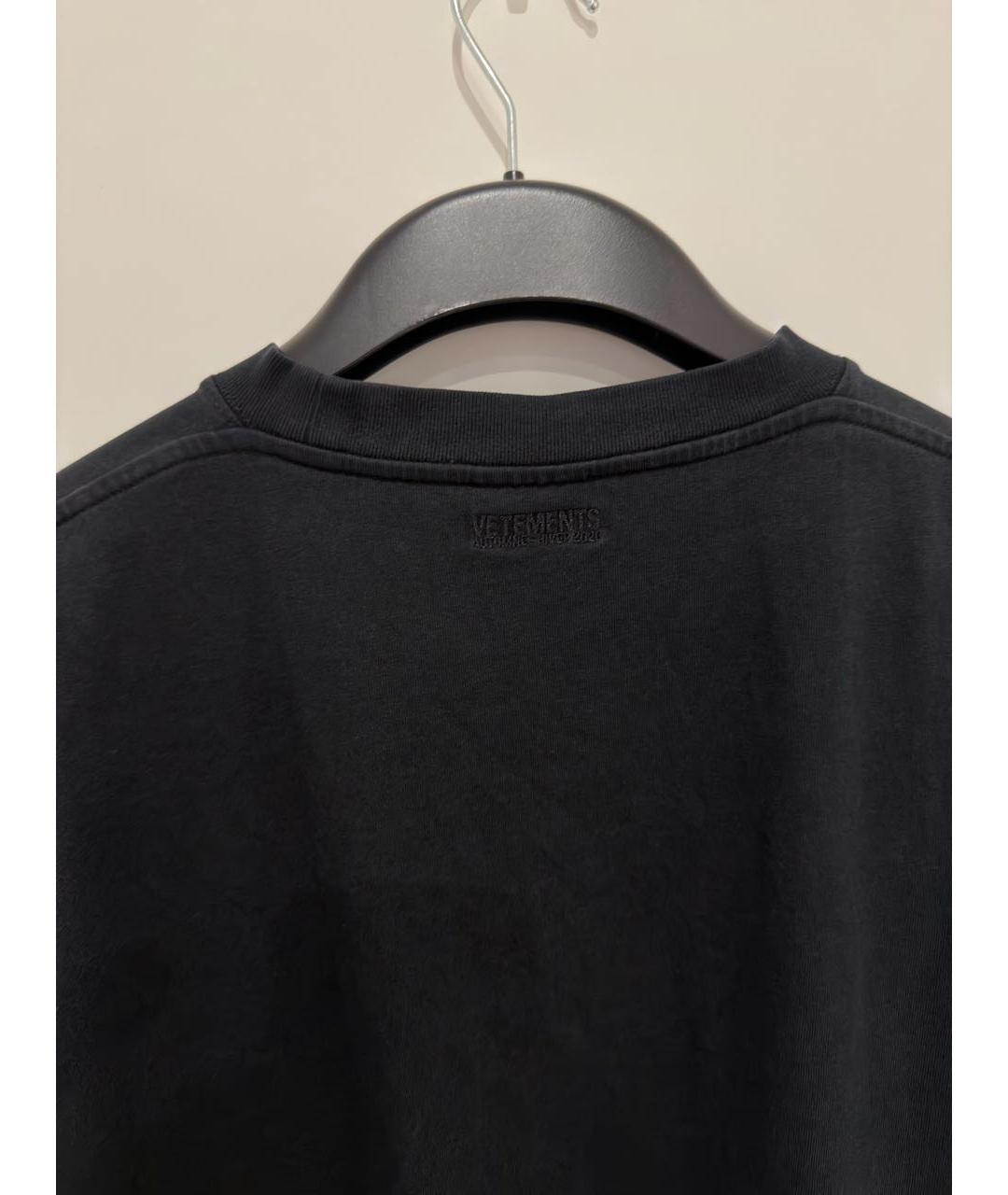 VETEMENTS Черная хлопковая футболка, фото 5