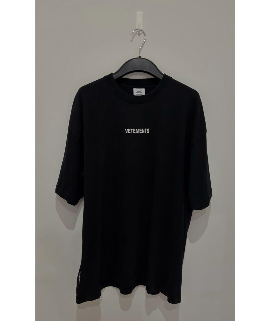 VETEMENTS Черная хлопковая футболка, фото 2