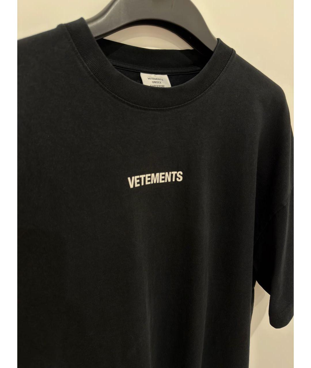 VETEMENTS Черная хлопковая футболка, фото 3