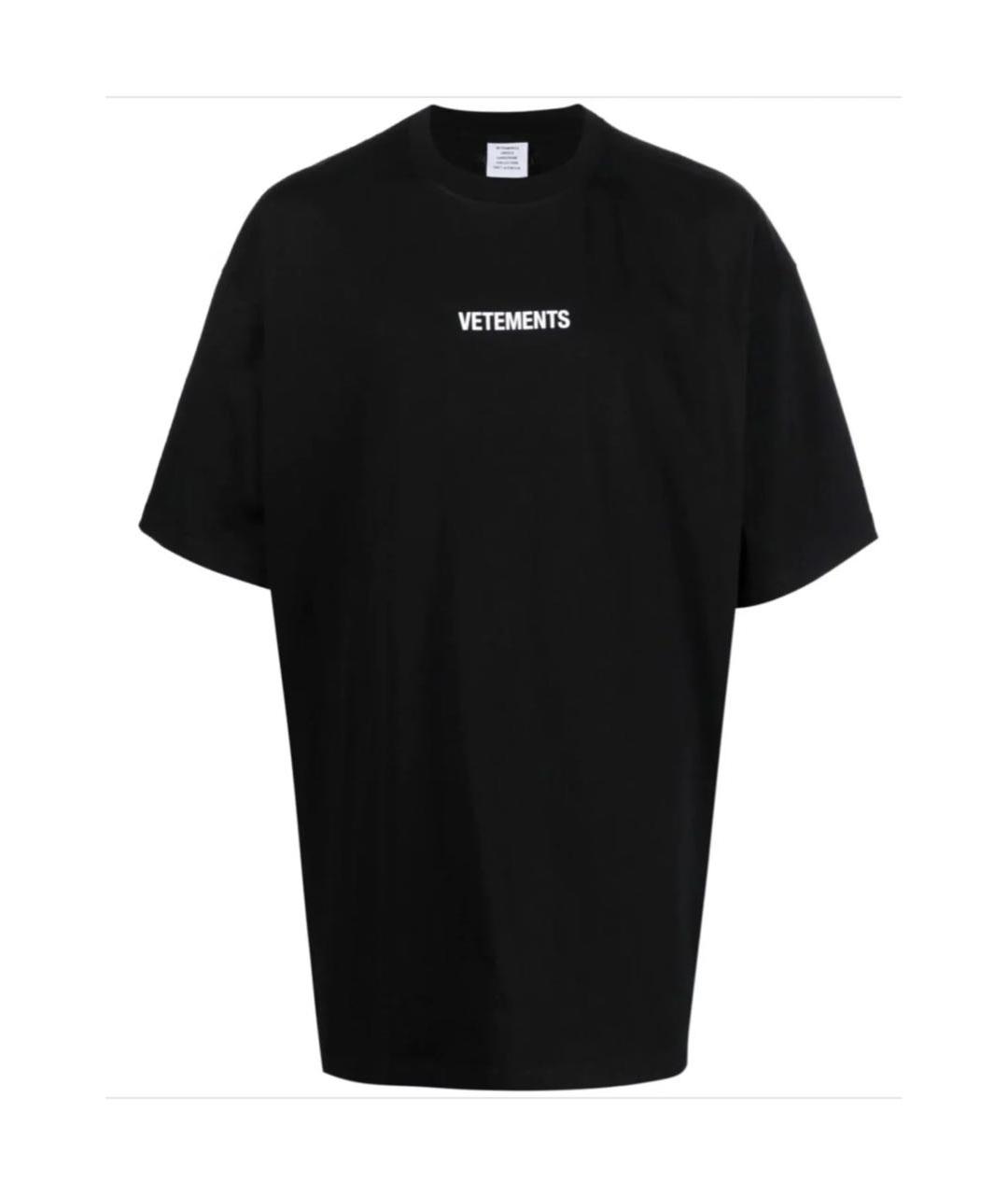 VETEMENTS Черная хлопковая футболка, фото 1