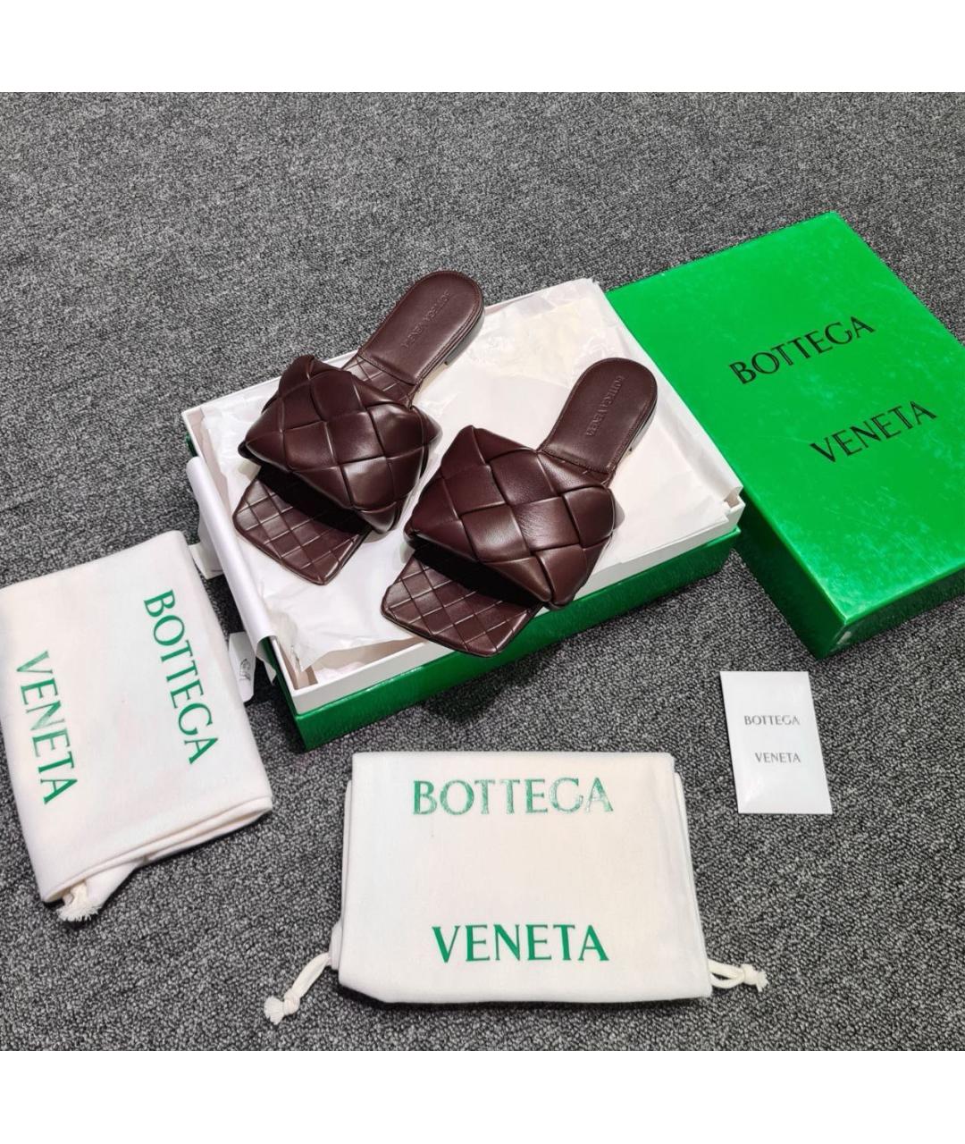 BOTTEGA VENETA Коричневые кожаные сандалии, фото 6