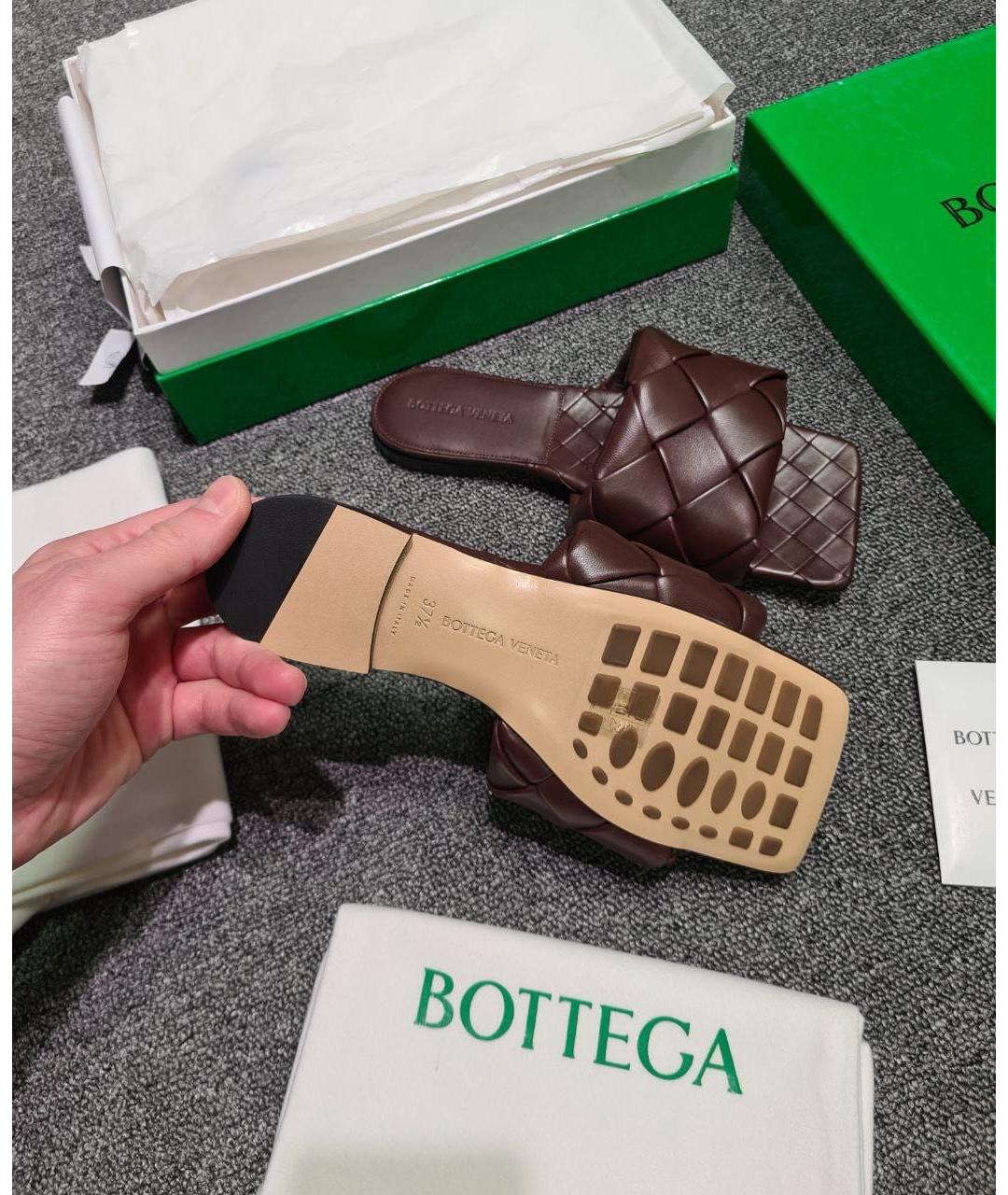 BOTTEGA VENETA Коричневые кожаные сандалии, фото 5