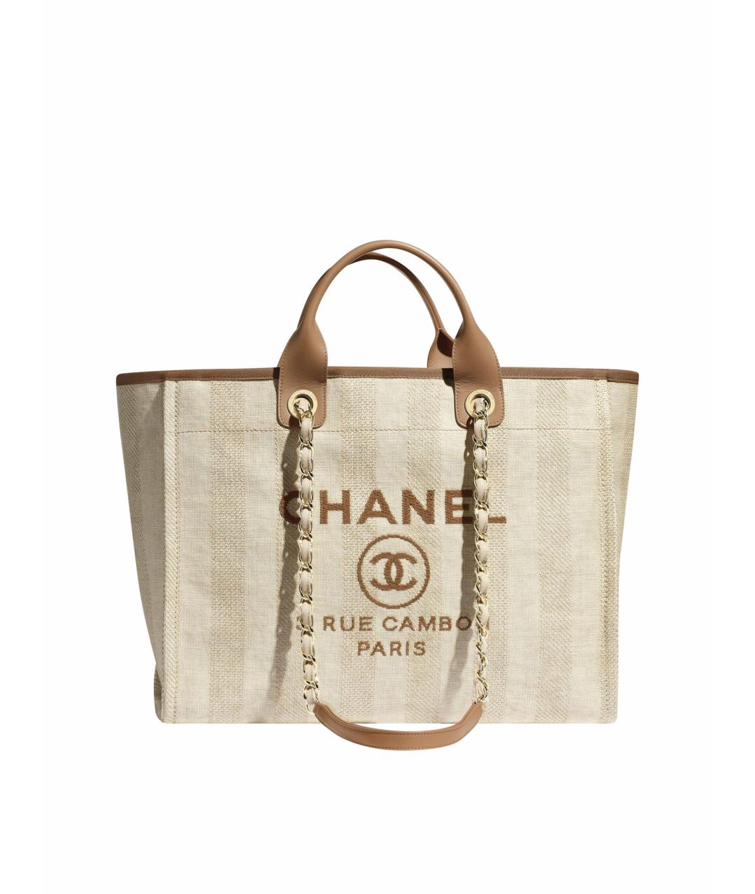 CHANEL Бежевая плетеная пляжная сумка, фото 1