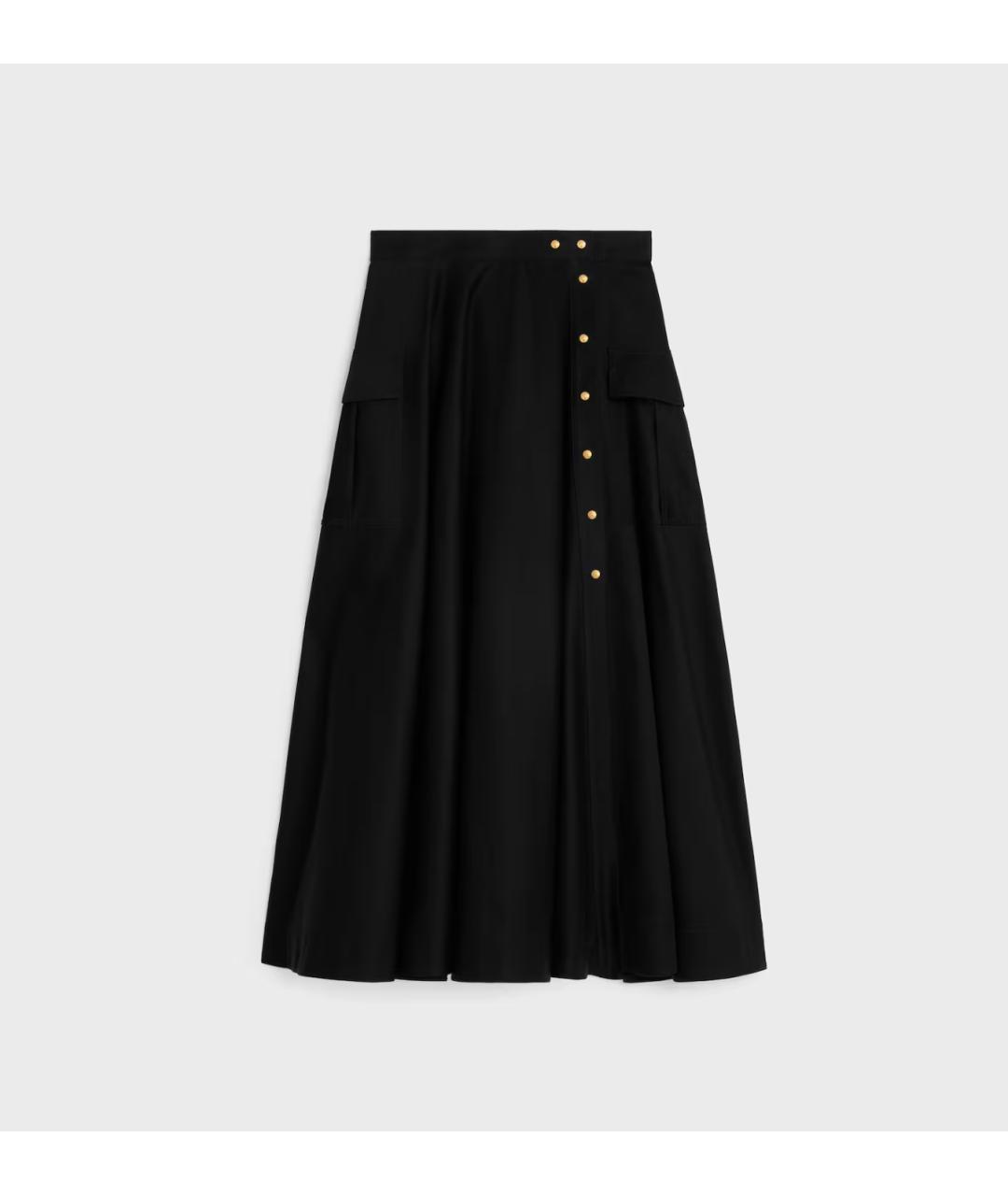 CELINE Черная хлопковая юбка макси, фото 4