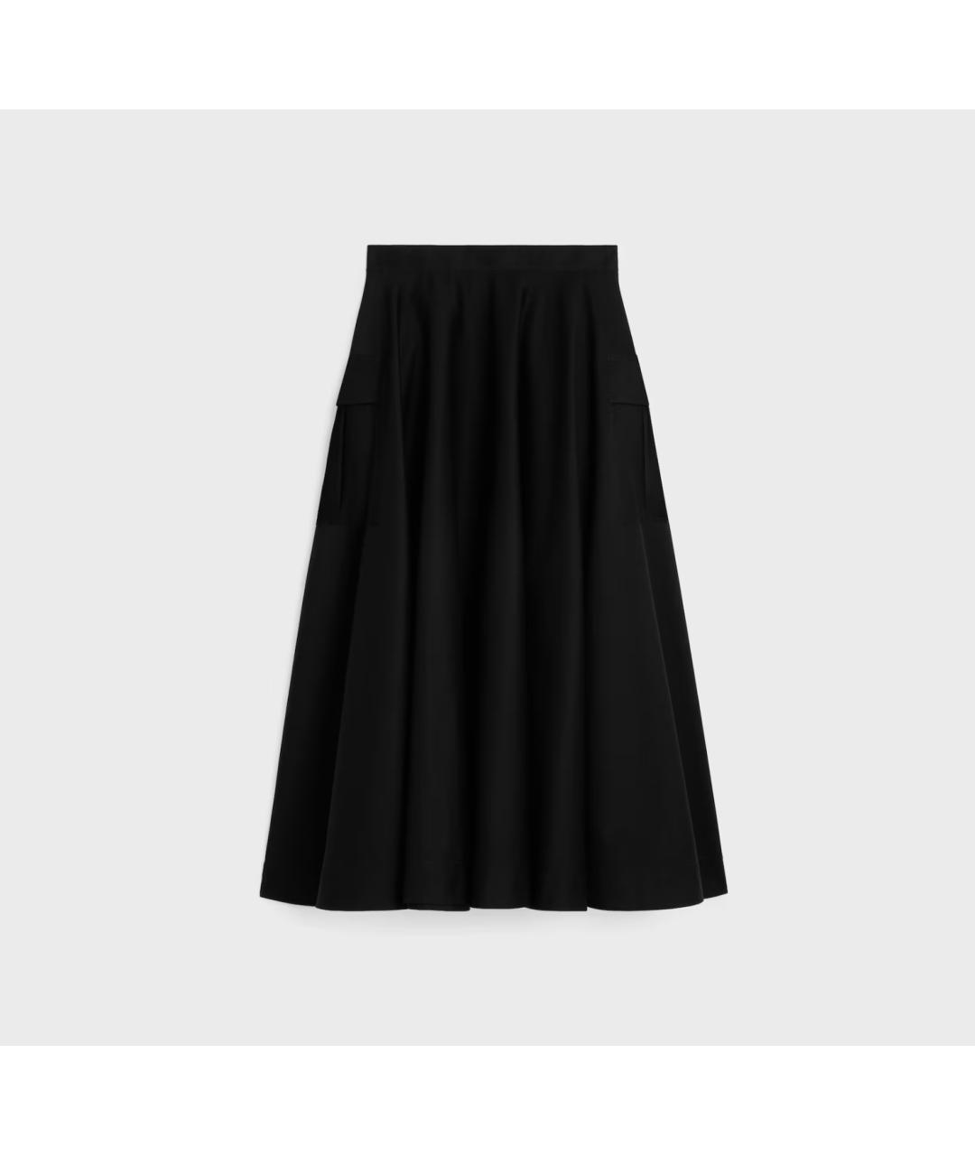 CELINE Черная хлопковая юбка макси, фото 2
