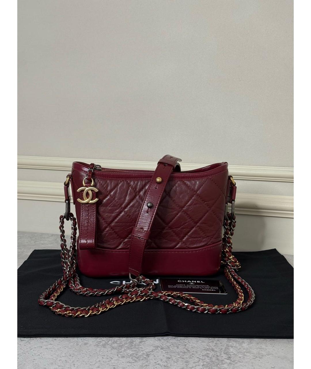 CHANEL Бордовая кожаная сумка через плечо, фото 9