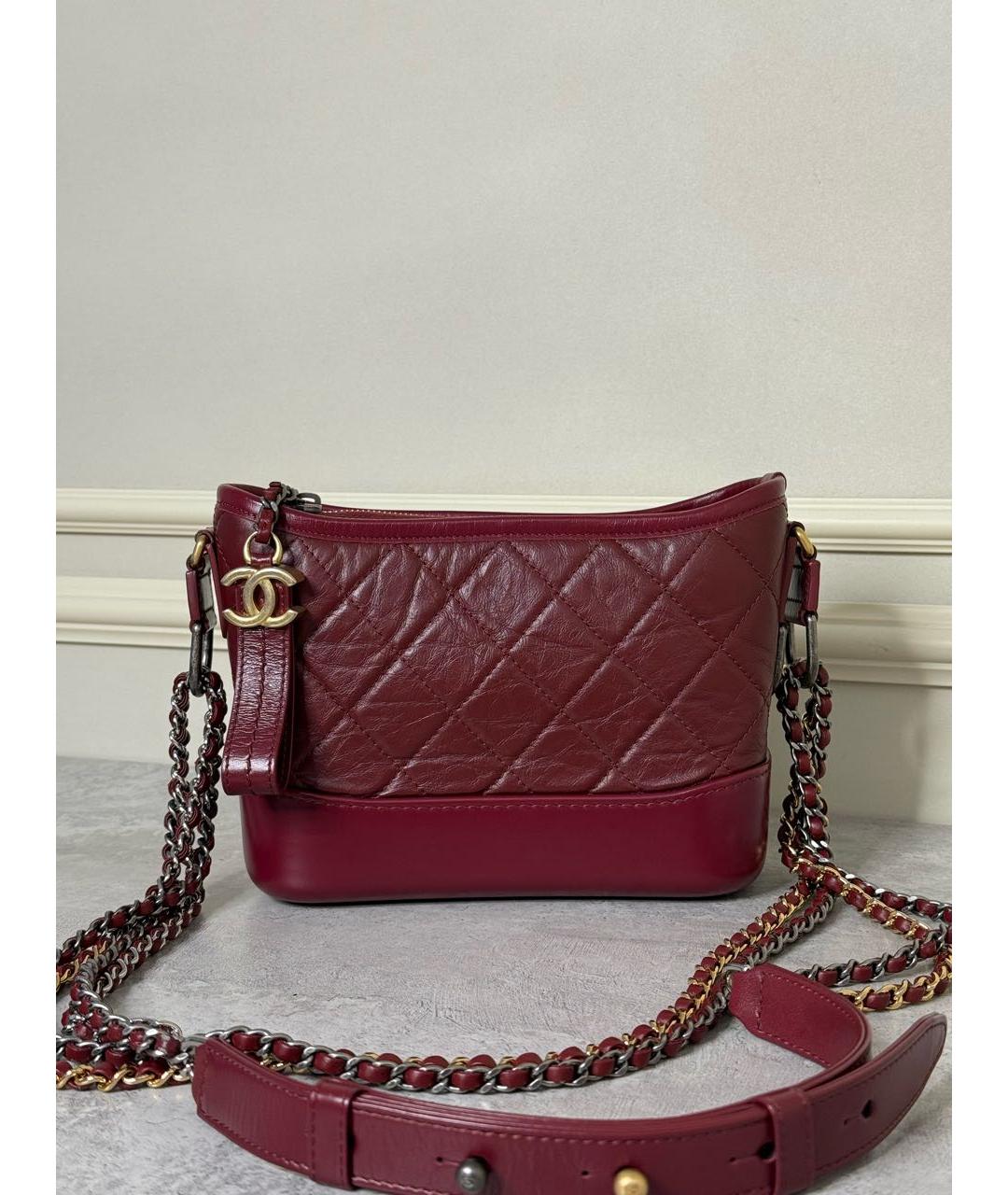 CHANEL Бордовая кожаная сумка через плечо, фото 2