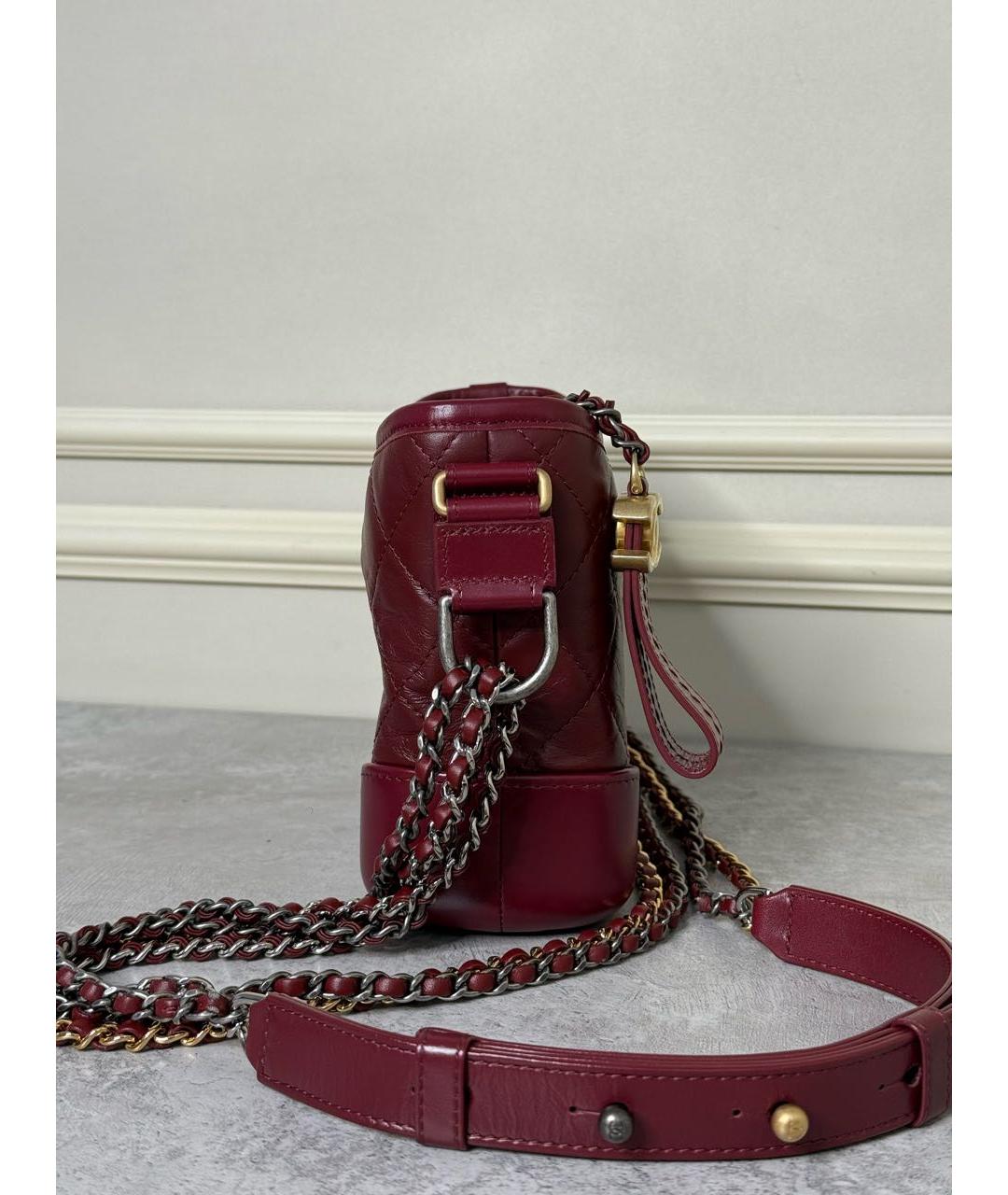 CHANEL Бордовая кожаная сумка через плечо, фото 4