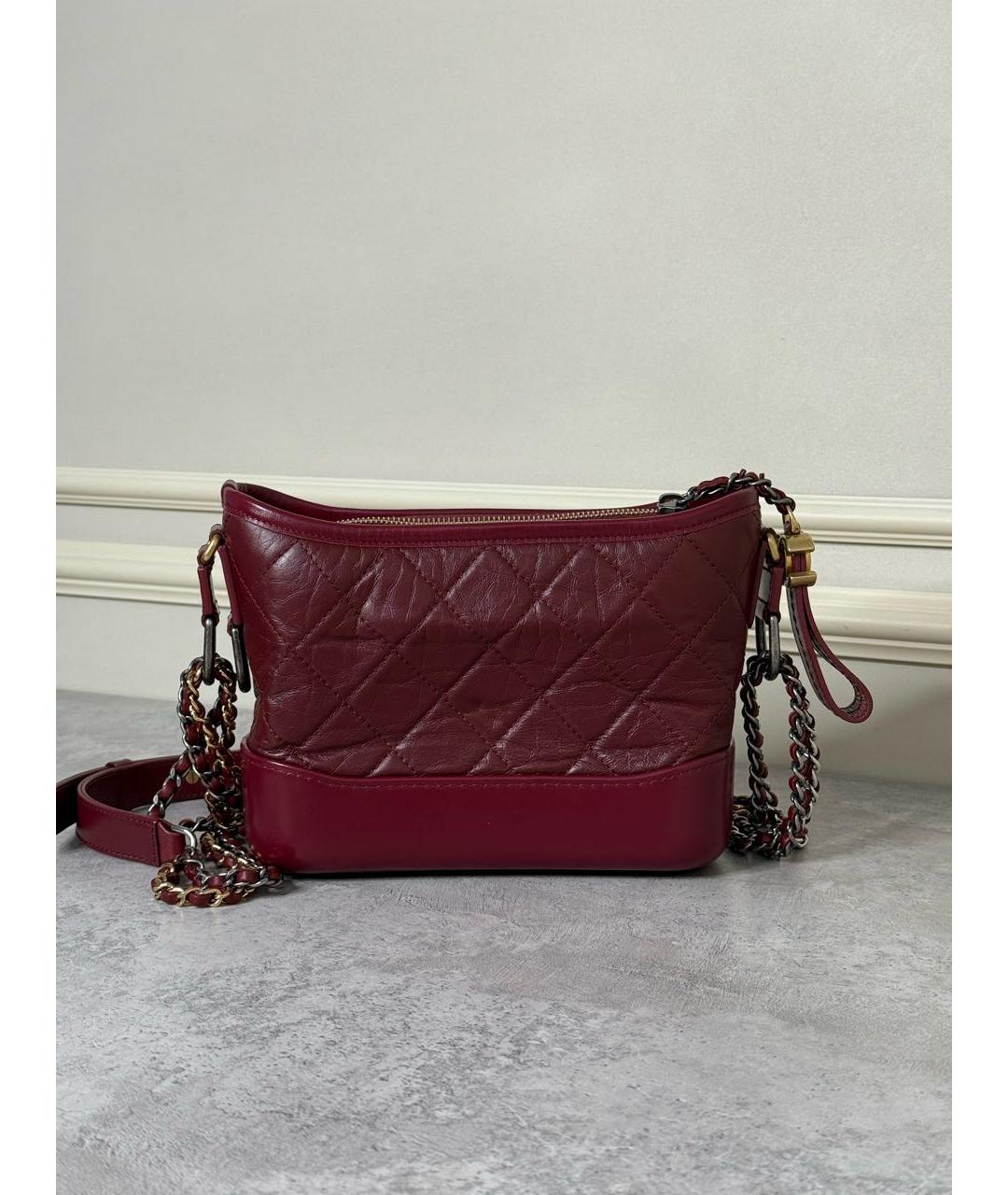 CHANEL Бордовая кожаная сумка через плечо, фото 3