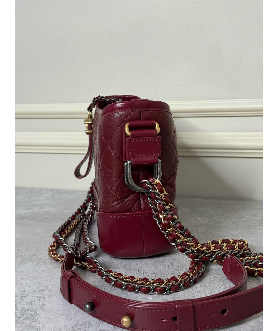 CHANEL Бордовая кожаная сумка через плечо, фото 5