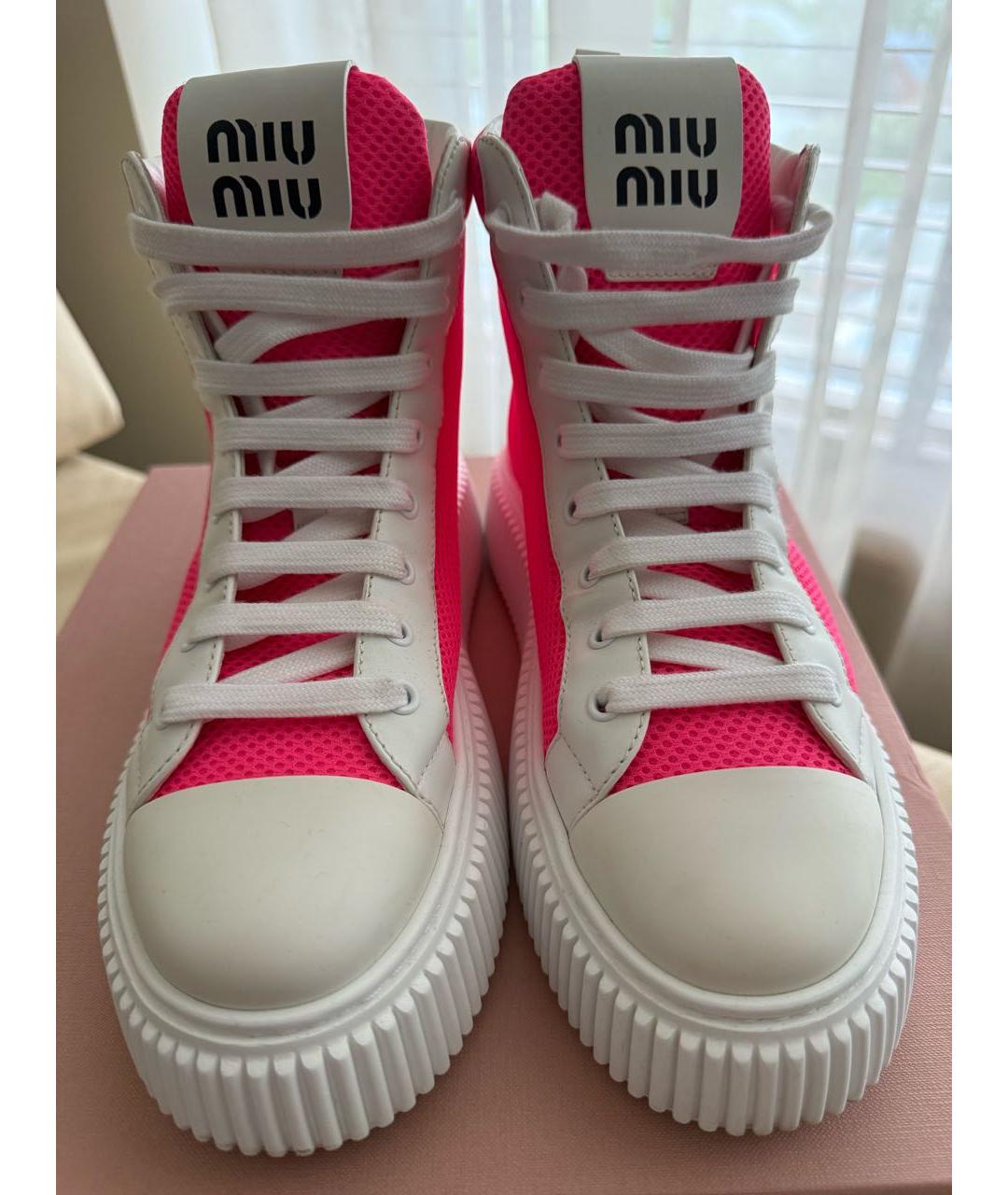 MIU MIU Розовые текстильные кеды, фото 2