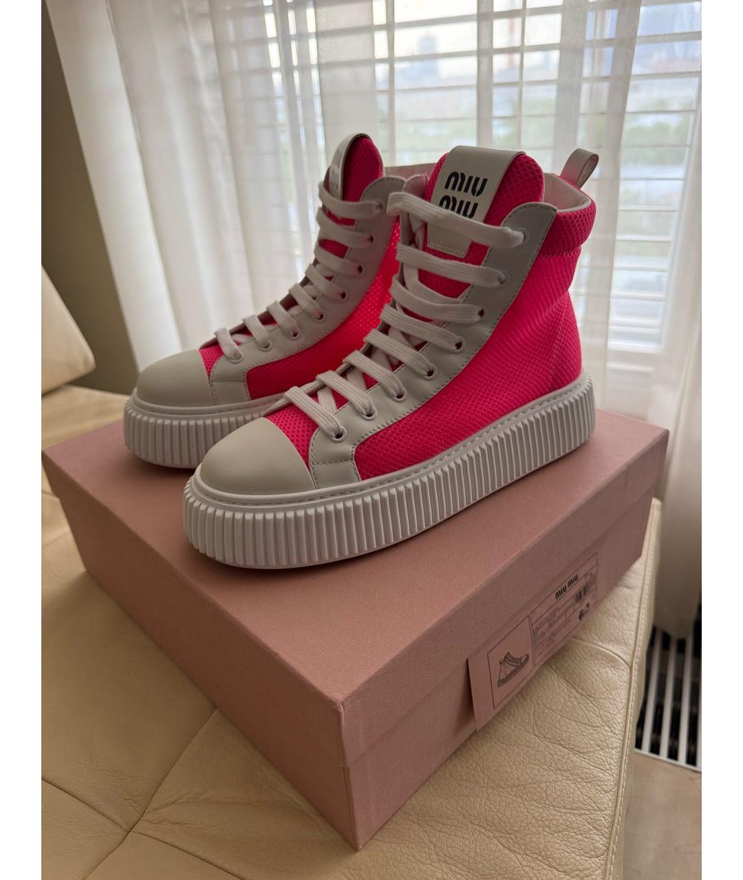 MIU MIU Розовые текстильные кеды, фото 5