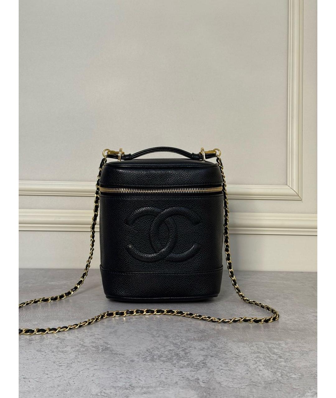 CHANEL Черная кожаная сумка с короткими ручками, фото 9