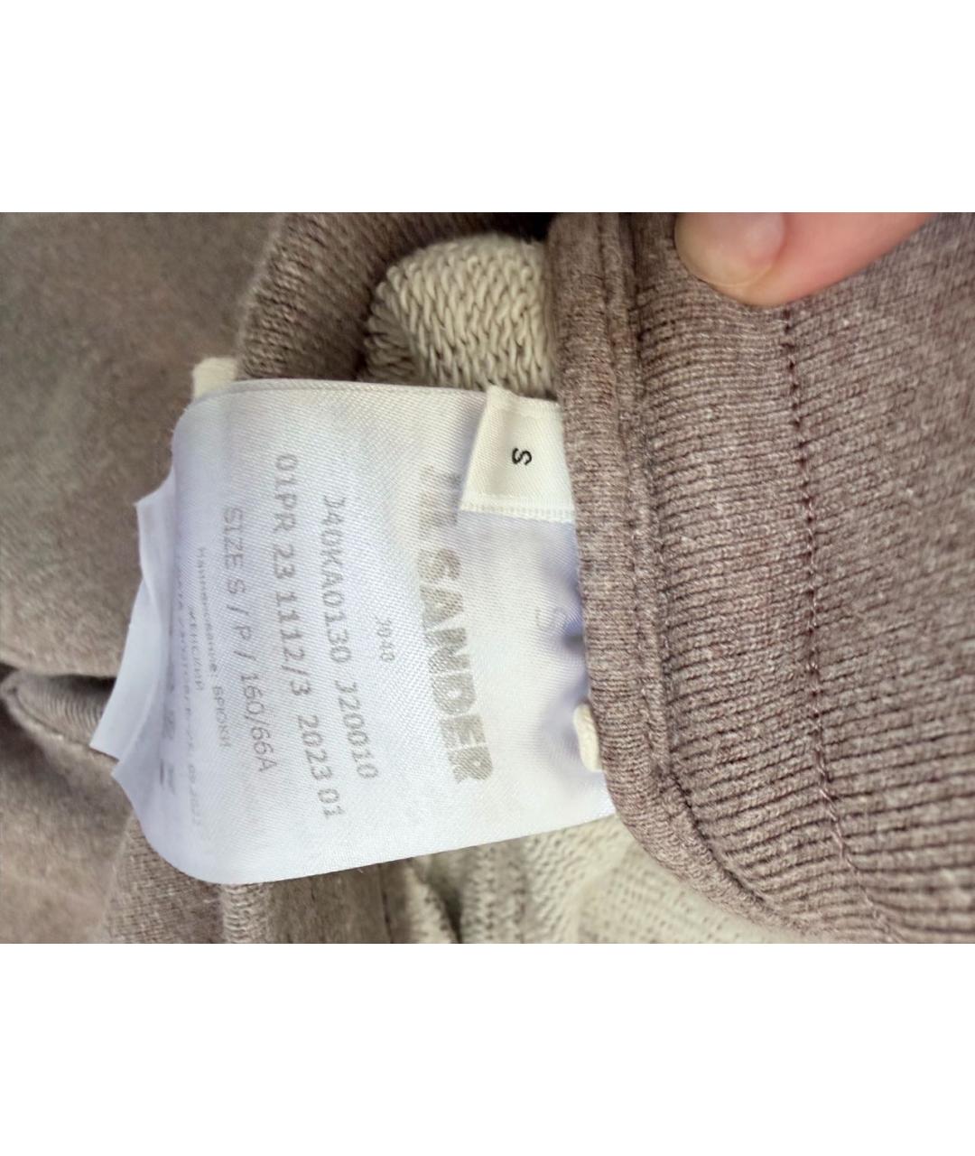 JIL SANDER Бежевые хлопковые спортивные брюки и шорты, фото 4