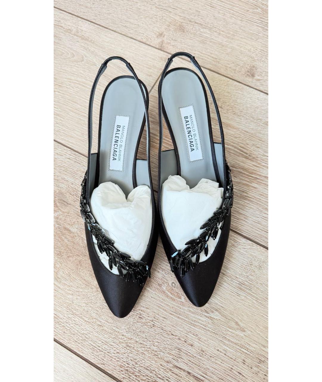 MANOLO BLAHNIK Черные текстильные туфли, фото 2