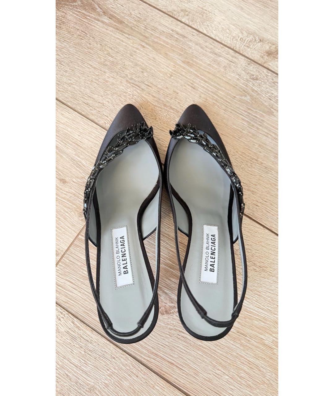 MANOLO BLAHNIK Черные текстильные туфли, фото 3