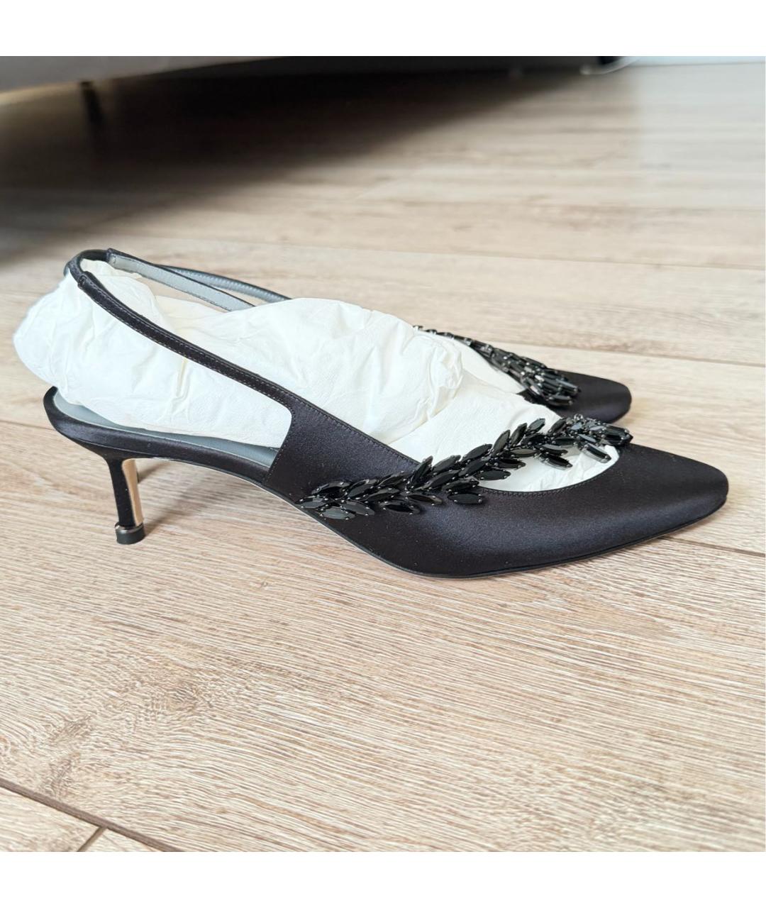 MANOLO BLAHNIK Черные текстильные туфли, фото 5