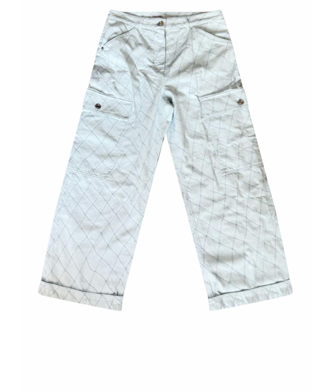 CHANEL Голубые хлопковые прямые джинсы, фото 1