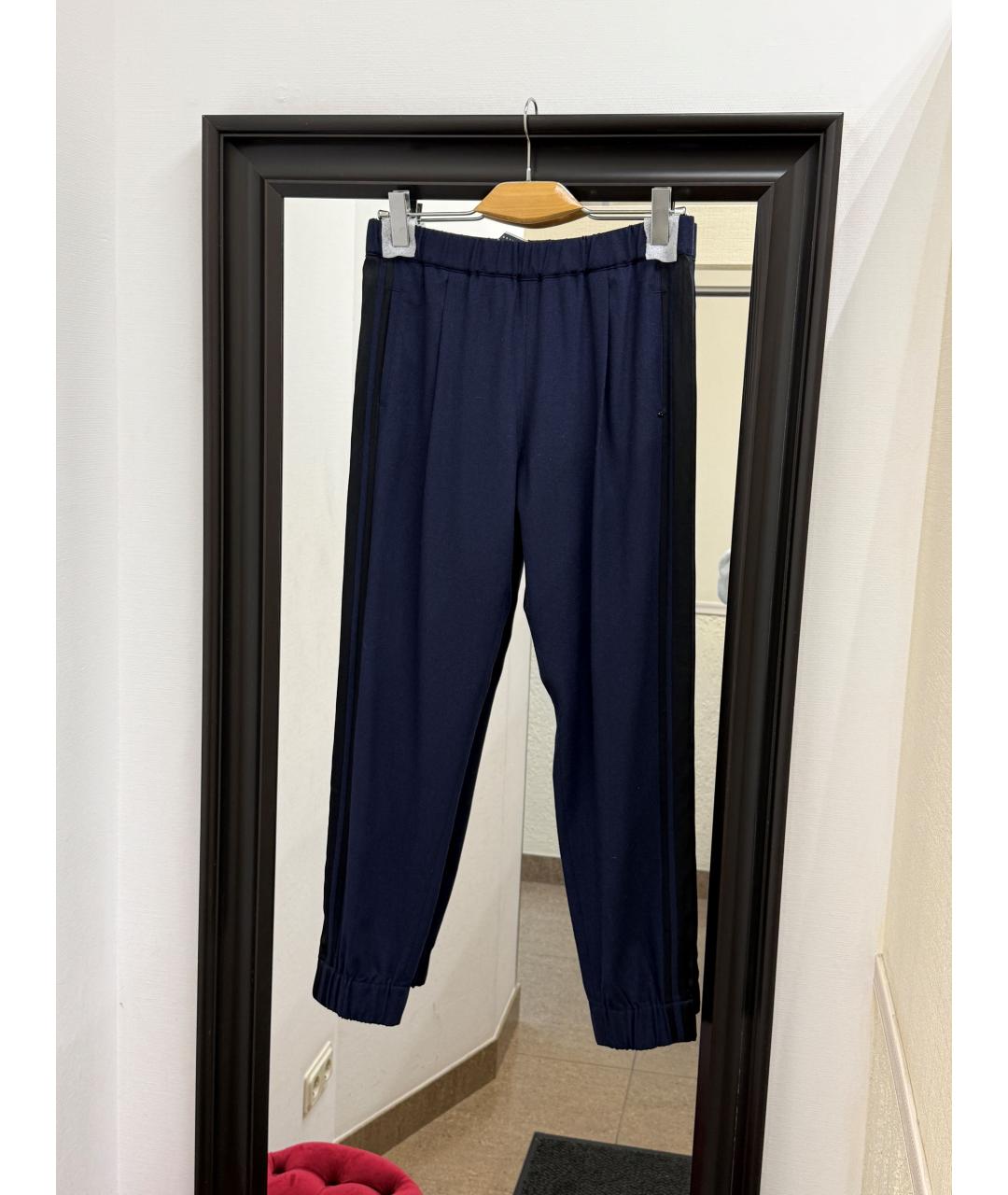 SPORTMAX Синие вискозные прямые брюки, фото 7