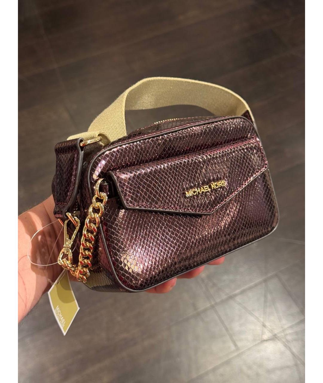 MICHAEL MICHAEL KORS Бордовая сумка через плечо из лакированной кожи, фото 6