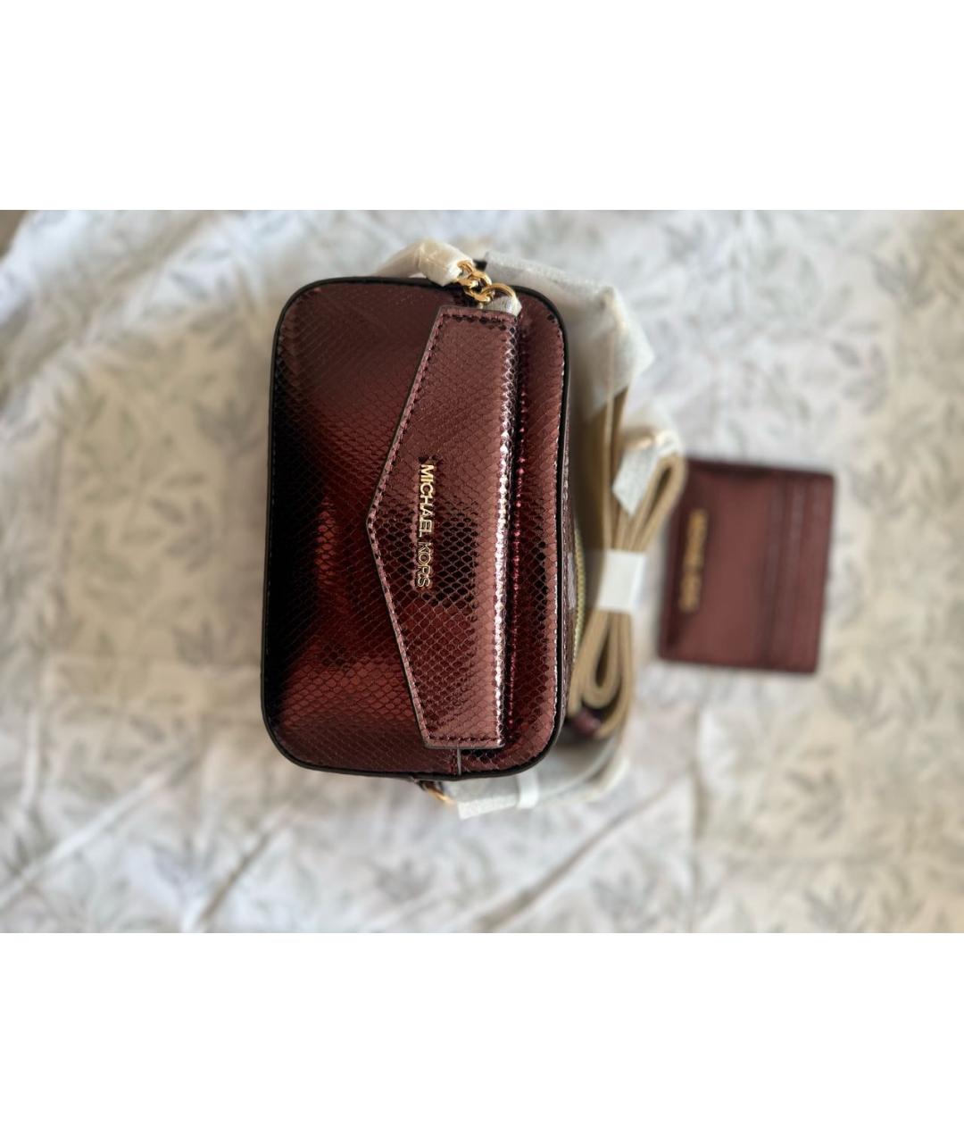 MICHAEL MICHAEL KORS Бордовая сумка через плечо из лакированной кожи, фото 5