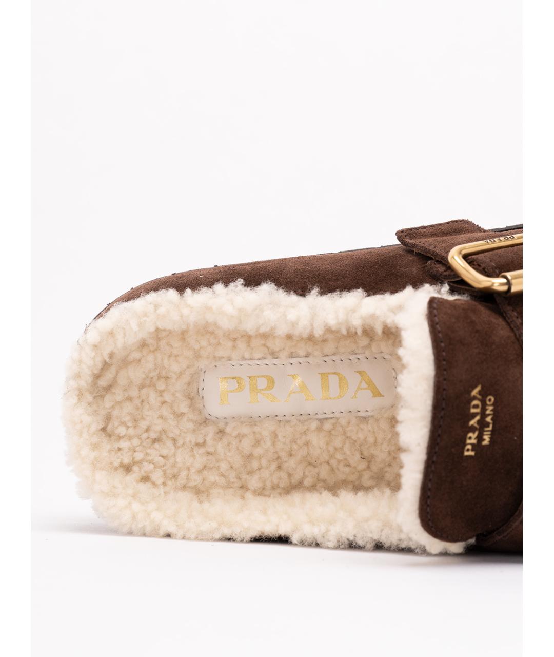 PRADA Коричневые замшевые сабо, фото 6