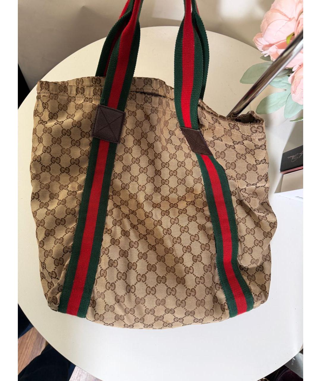 GUCCI Коричневая кожаная сумка тоут, фото 3