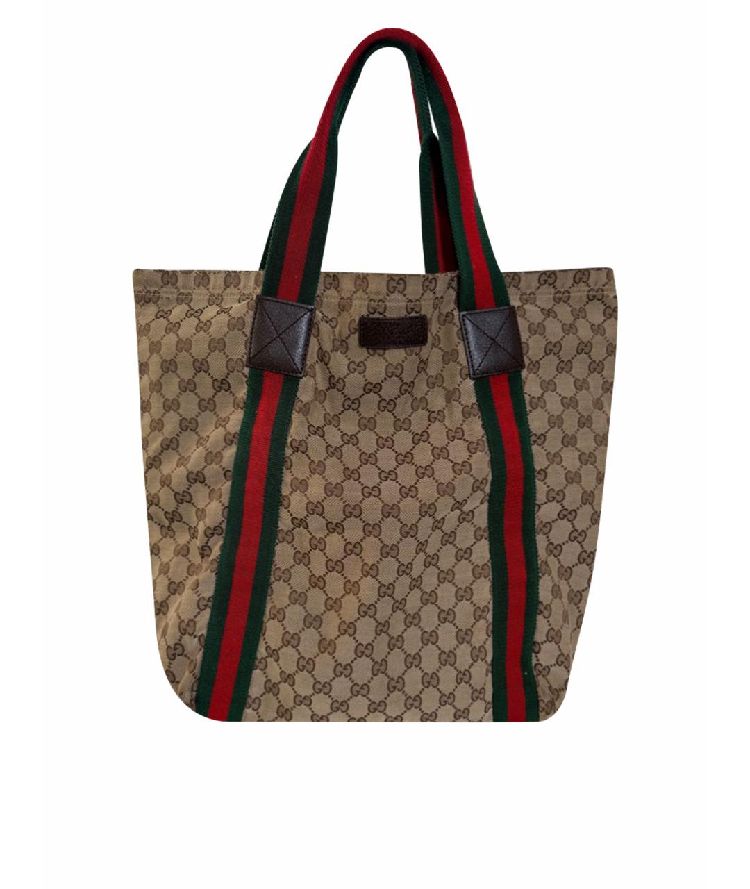 GUCCI Коричневая кожаная сумка тоут, фото 1
