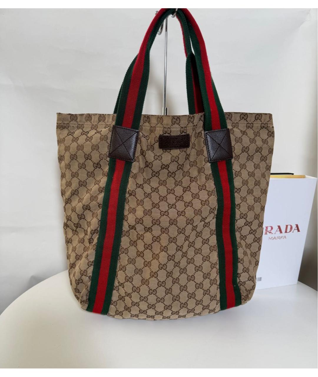 GUCCI Коричневая кожаная сумка тоут, фото 8