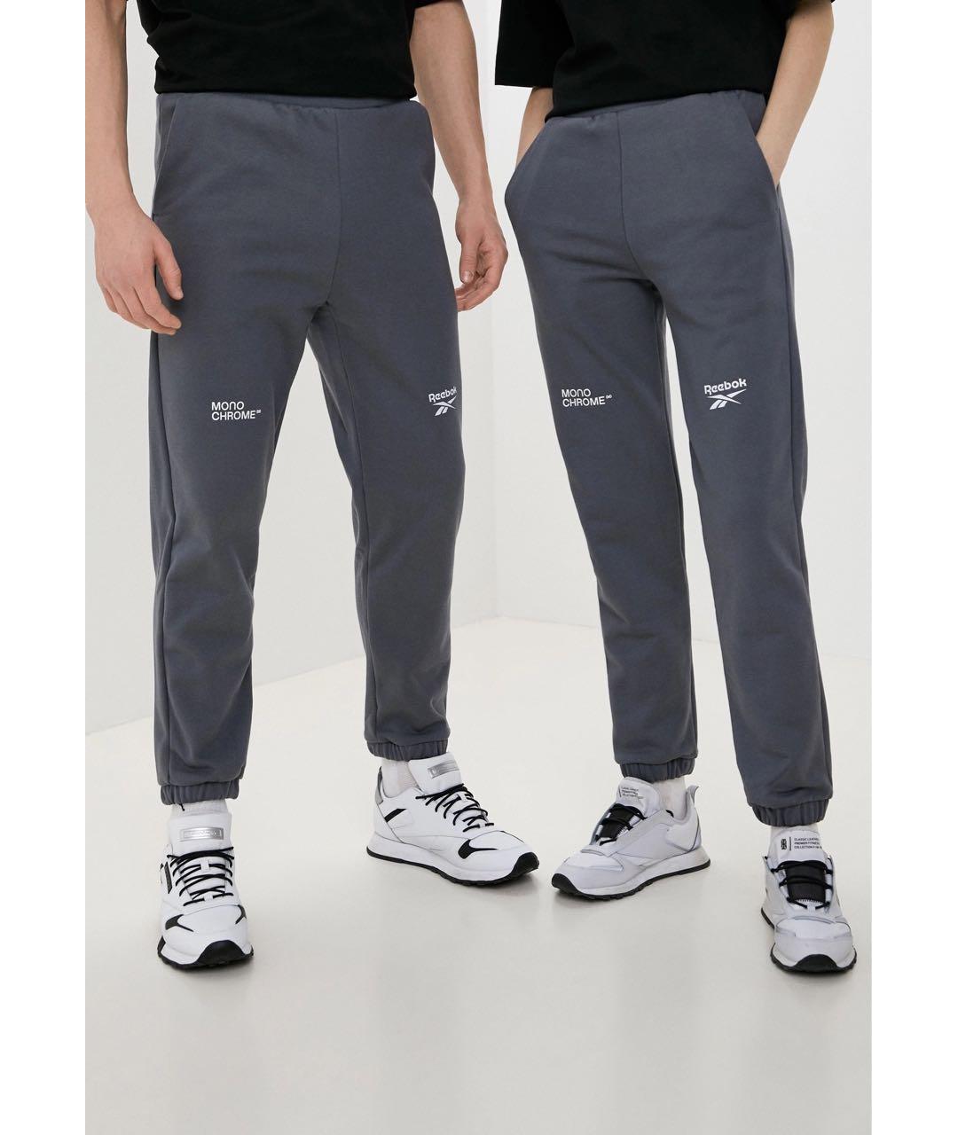 REEBOK Антрацитовые хлопковые повседневные брюки, фото 2