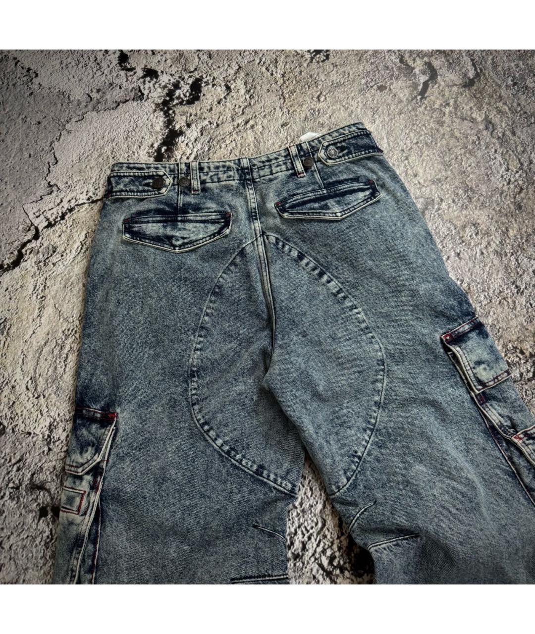 DIESEL Голубые хлопковые прямые джинсы, фото 8