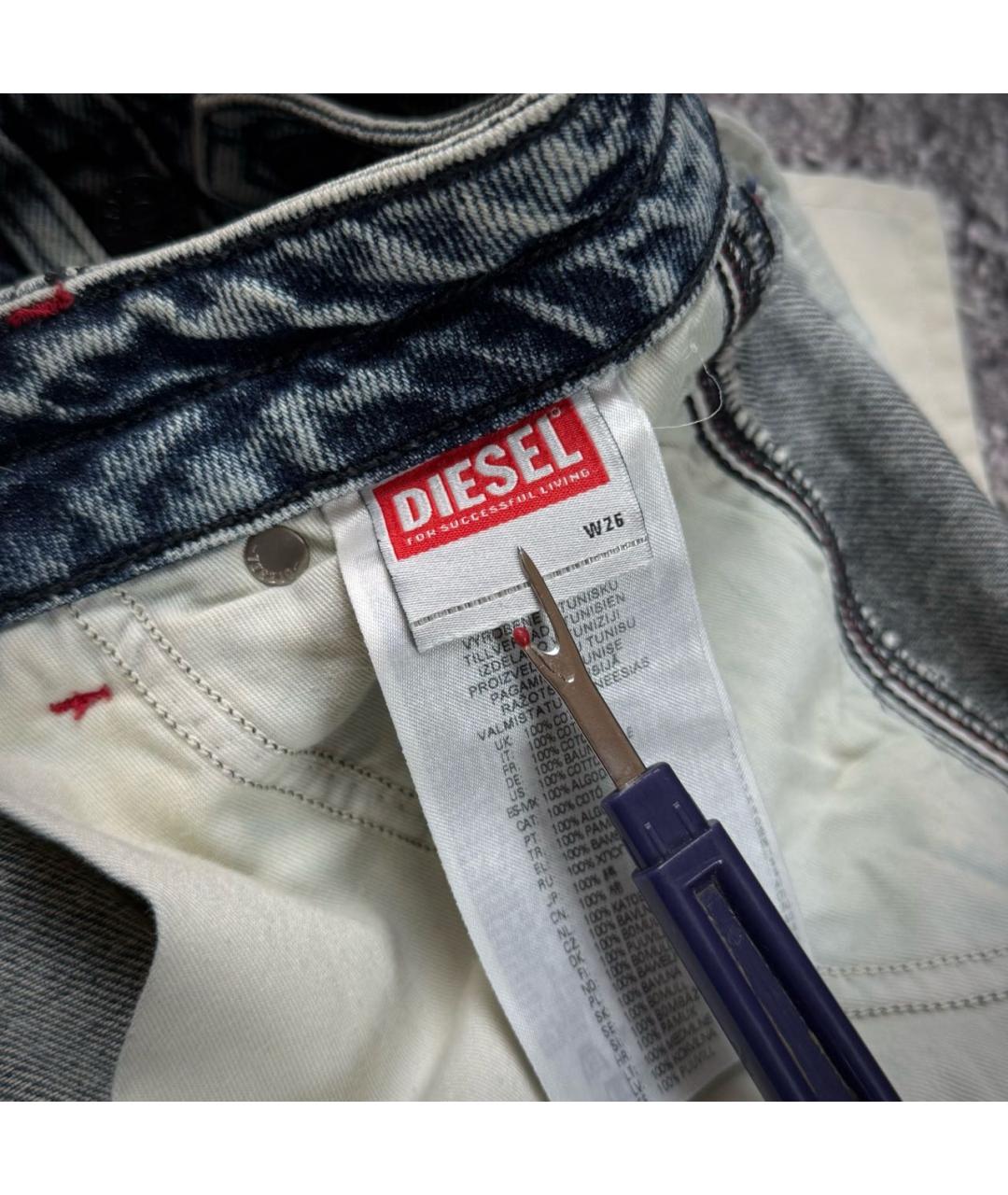 DIESEL Голубые хлопковые прямые джинсы, фото 3