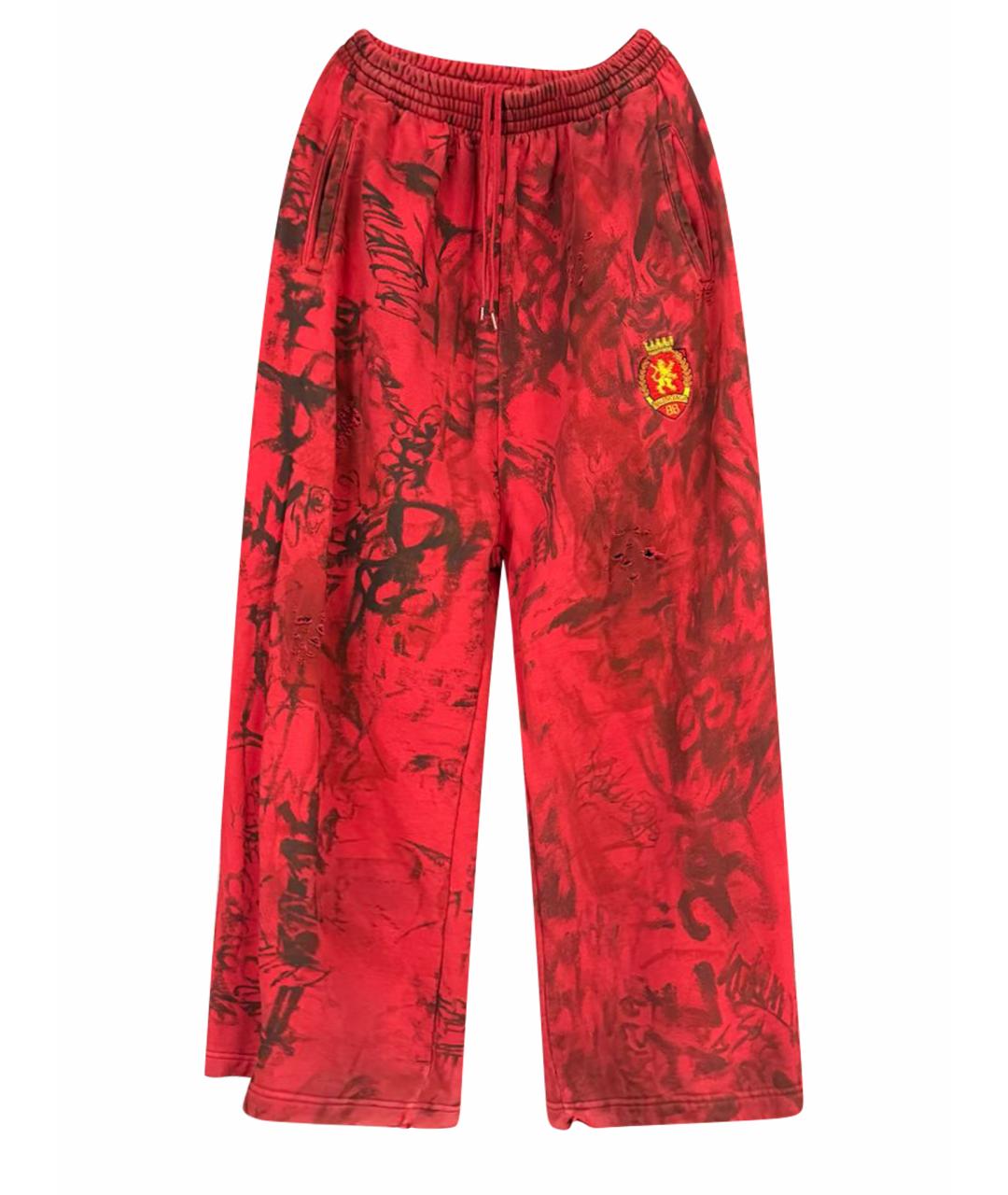 BALENCIAGA Бордовые хлопковые повседневные брюки, фото 1