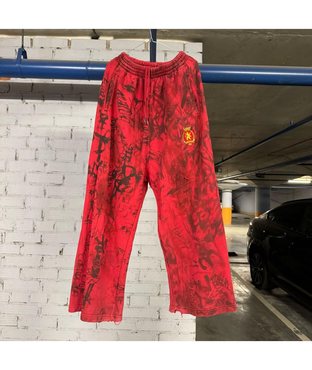 BALENCIAGA Бордовые хлопковые повседневные брюки, фото 8