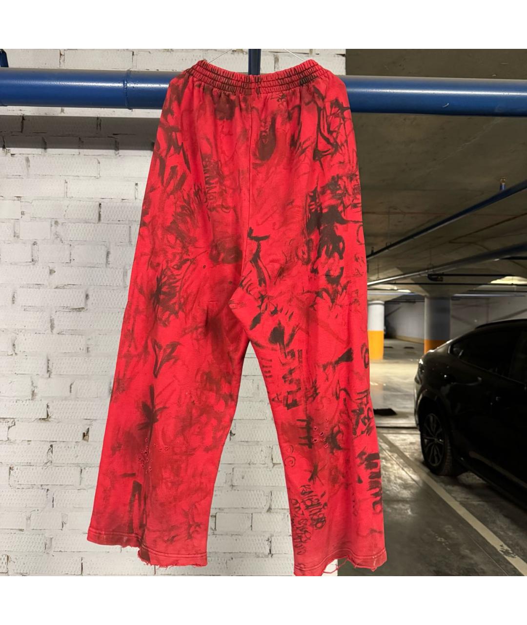 BALENCIAGA Бордовые хлопковые повседневные брюки, фото 2